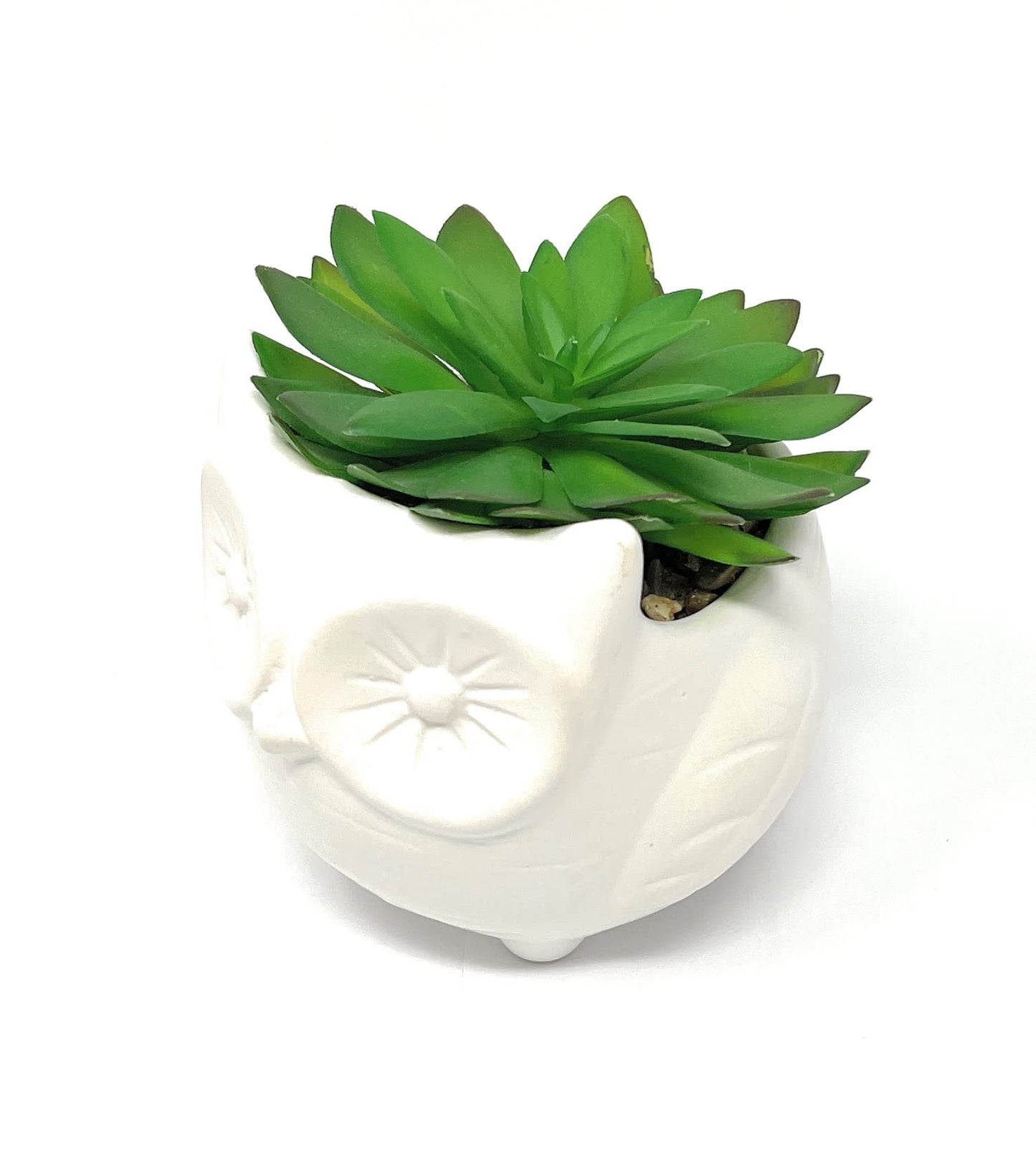 Nature's Mark 3.9" H Succulent in Owl White Ceramic Planter, Modern and Simple Stylish Design Artificial Plants