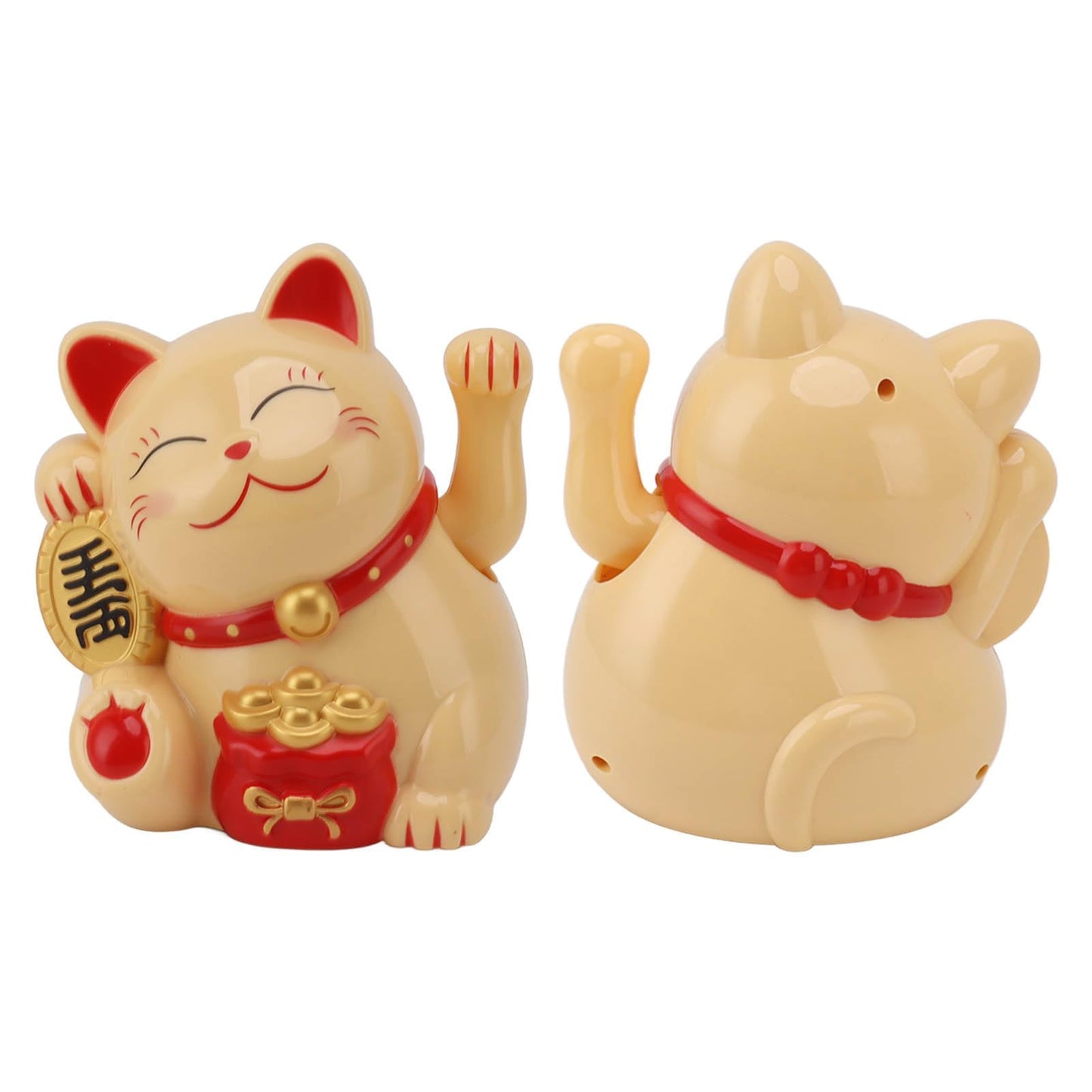 Jwthee Lucky Cat Waving Arm, 5.5in Electric Waving Lucky Fortune Cat Battery Operated Maneki Neko Chinese Waving Cat Cute Home Office Car Feng Shui Decor for Fortune Money and Good Luck