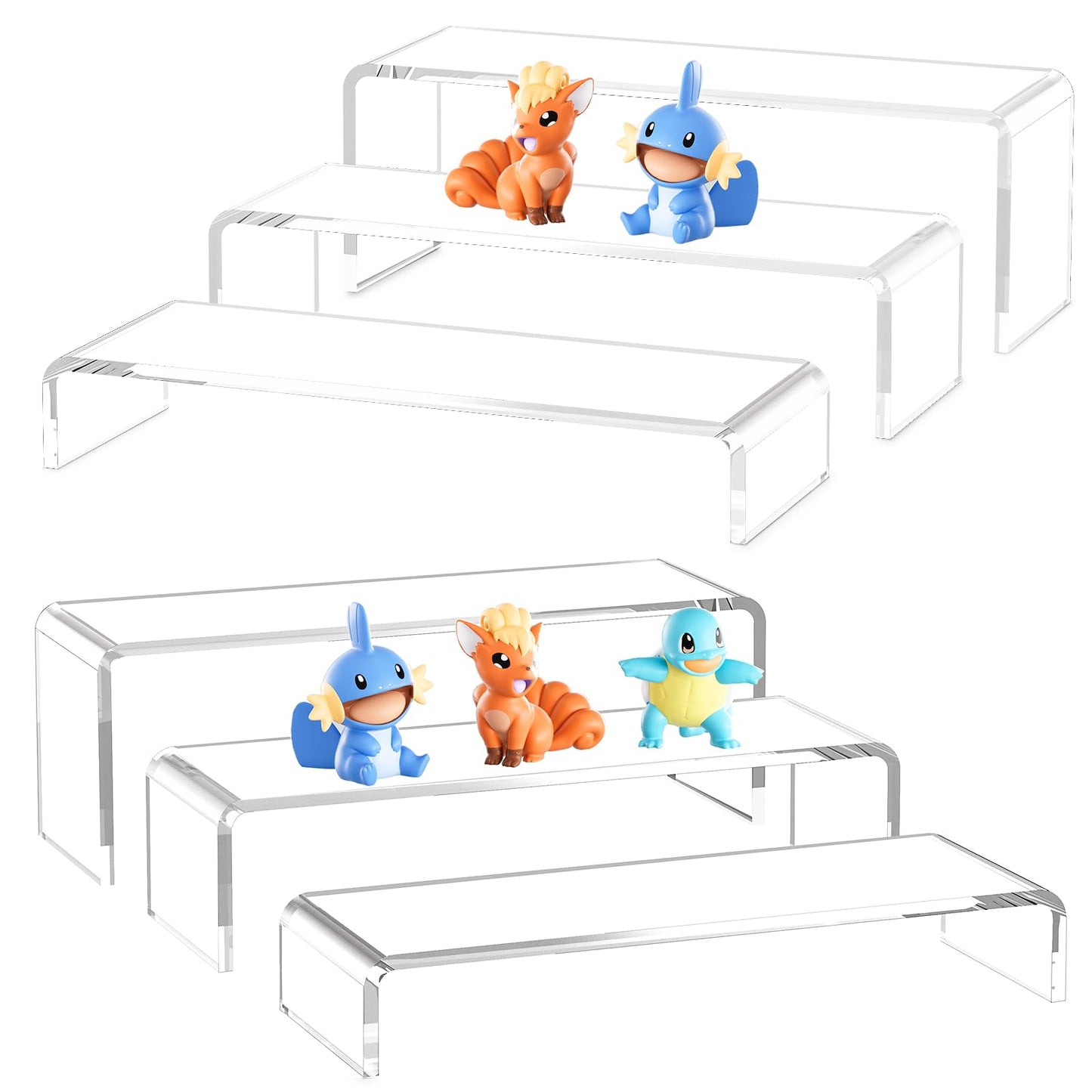 Acrylic Display Risers, 6 Pcs 12" Large Acrylic Risers Stand, 6Pcs 12" Large Acrylic Risers Thickened to 5mm Clear Rectangular Tiered Display Shelf for Cupcake Jewelry Gemstone Curio Figurines Collectibles