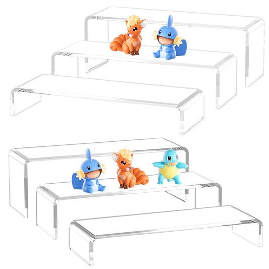 Acrylic Display Risers, 6 Pcs 12" Large Acrylic Risers Stand, 6Pcs 12" Large Acrylic Risers Thickened to 5mm Clear Rectangular Tiered Display Shelf for Cupcake Jewelry Gemstone Curio Figurines Collectibles