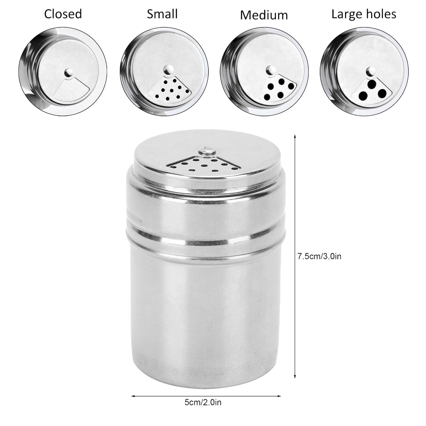 Stainless Steel Portable Seasoning Shaker Mini Salt Pepper Shaker with Sealed Leak proof Swivel Lid Ideal for Camping BBQ Kitchen Traveling with Salt Pepper Chili Sauce