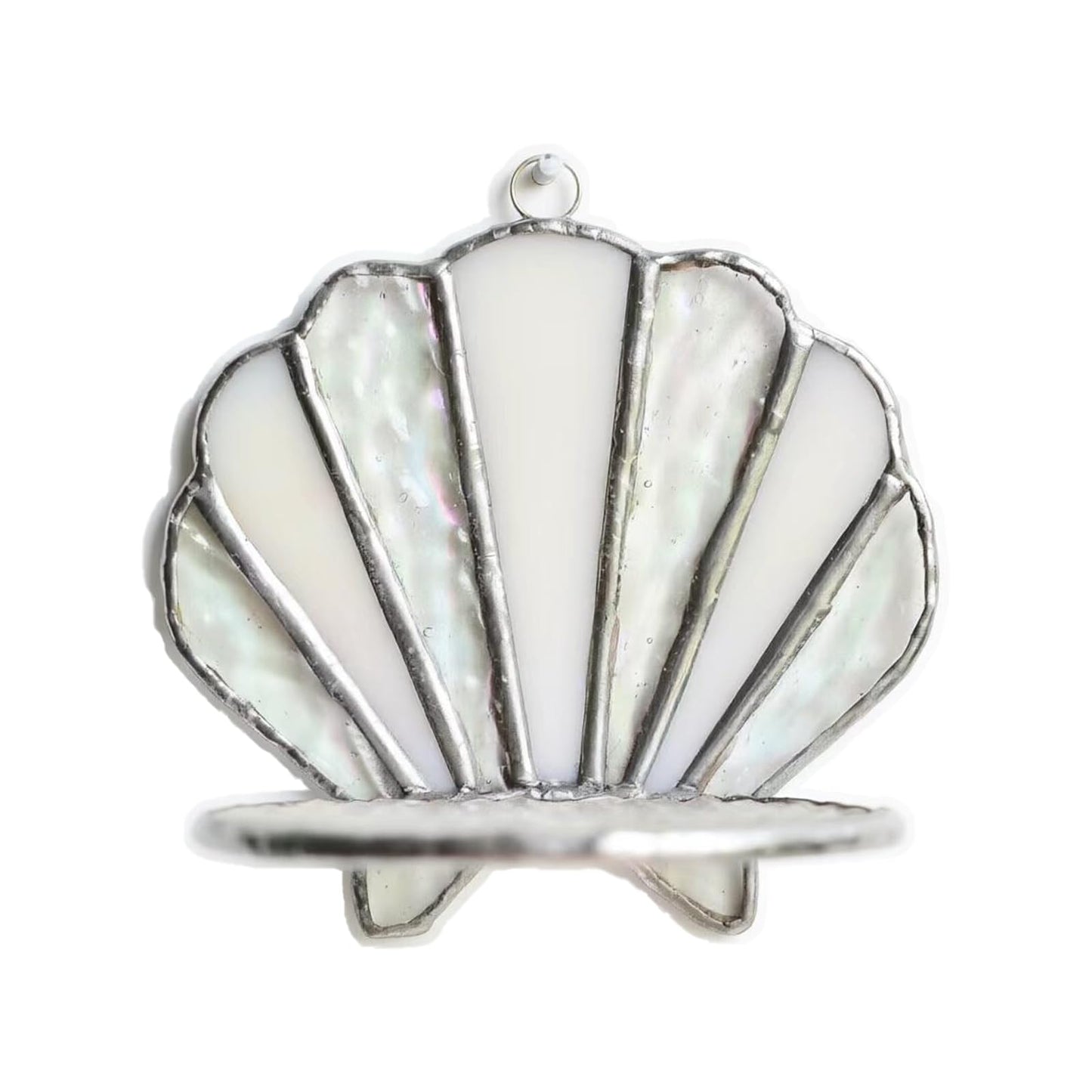 Handmade Stained Glass Seashell Candle Holder, Tiffany Style Glass Suncatcher Wall Sconce, Art Decorative Candlestick for Home Bathroom Living Room Beach House Ornament, Ideal Holiday Birthday Gift