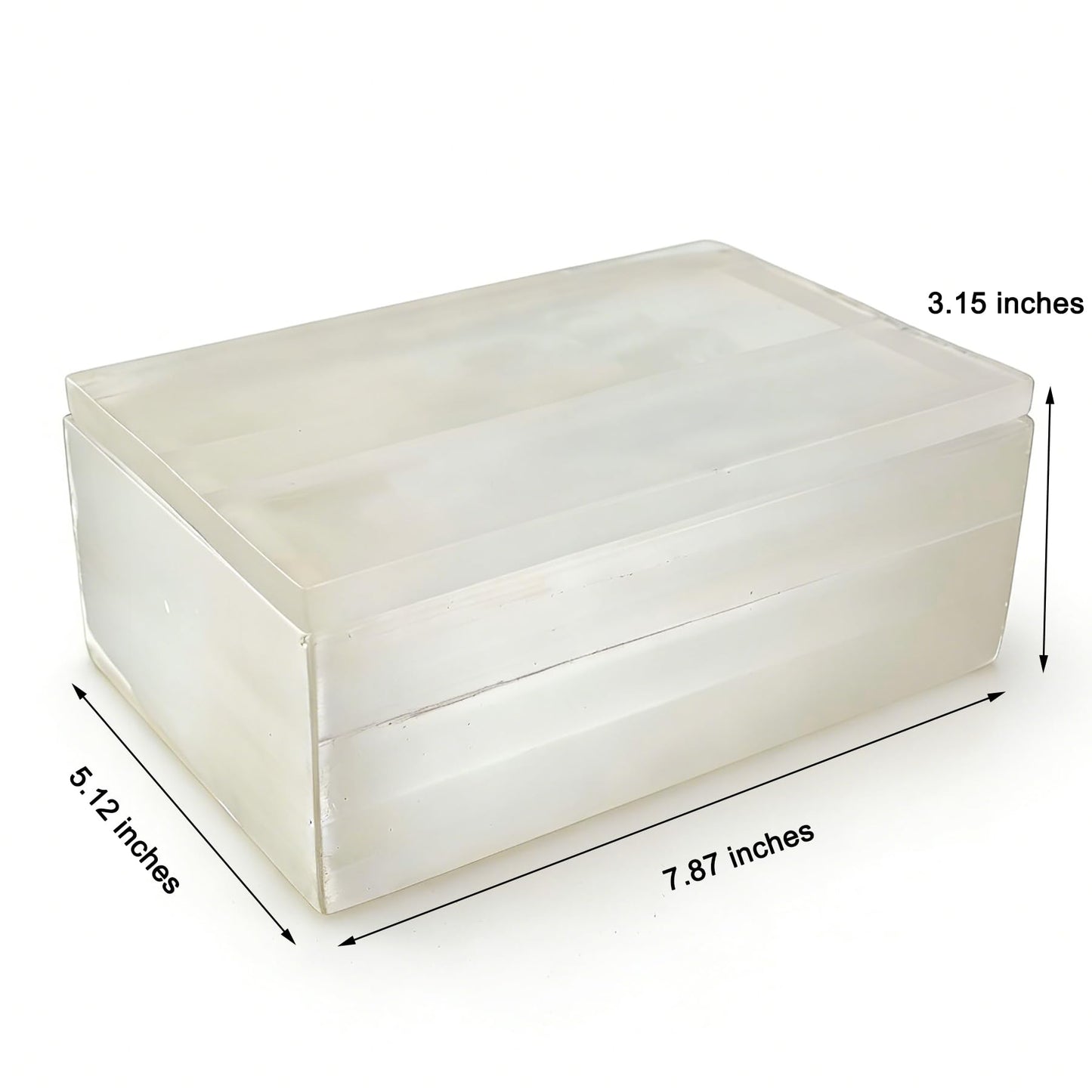 YeasHome Large Selenite Crystal Box Artisan-Crafted 8-Inch Stone Holder Geode Bowl with Lid Elegant Showpiece for Energy Cleansing, Display & Storage of Healing Stones, Jewelry & Meditation Tools
