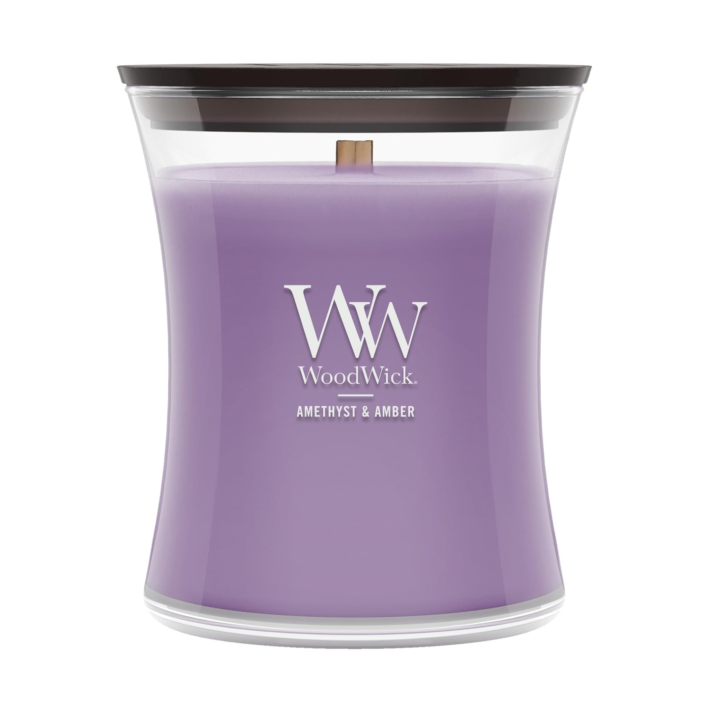 WoodWick Amethyst & Amber Gifts for Women and Men, 9.7 oz Medium Hourglass Candle with Crackling Wick