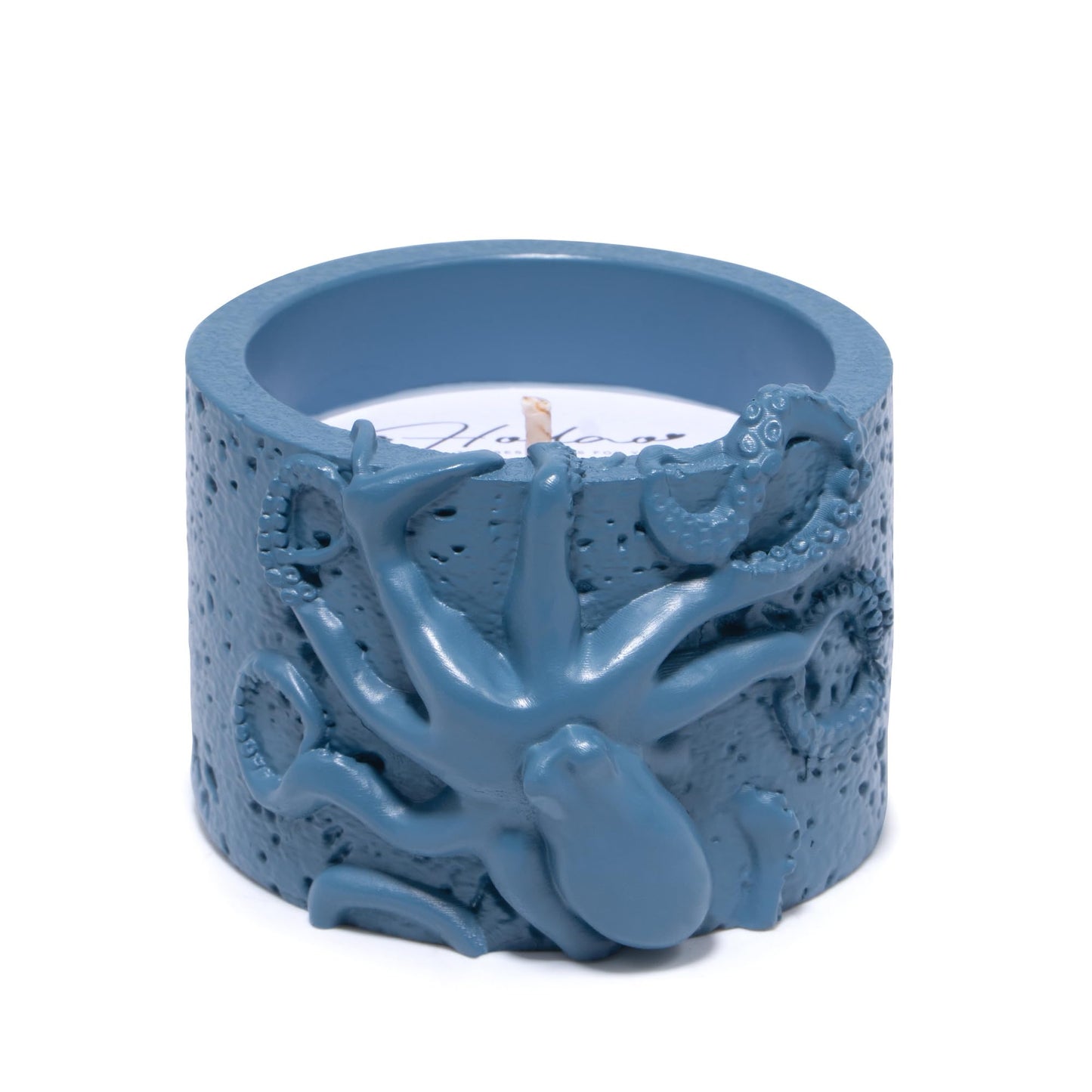 Hodao Oceanic Serenity Handcrafted Aromatherapy Box with Candle & Decor – Beach Rock Sculpture with Sea Turtle, Seashells, for Home, Bathroom, Yoga Room Decor (Blue-Octopus)