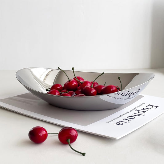 DYTANSHUN Modern Mirror Polished Stainless Steel Decorative Oval Bowl, Multipurpose Bowl for Kitchen Counter, Coffee Table Centerpiece, Elegant Home Decor Accent for Living Room, Entryway