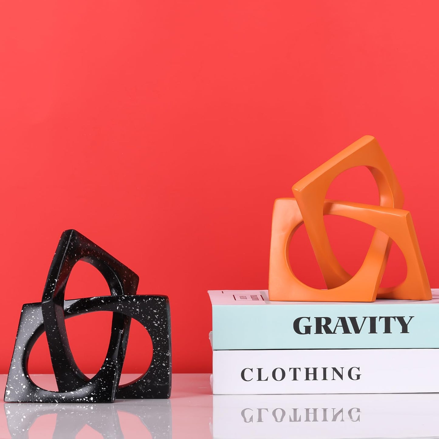 Modern Geometric Sculpture Black Knot Statue Decor, Home Bookcase Centerpiece Jax Decorative, Tabletop Sculpture and Figurines, For Home Decor Accent Cube Ornaments
