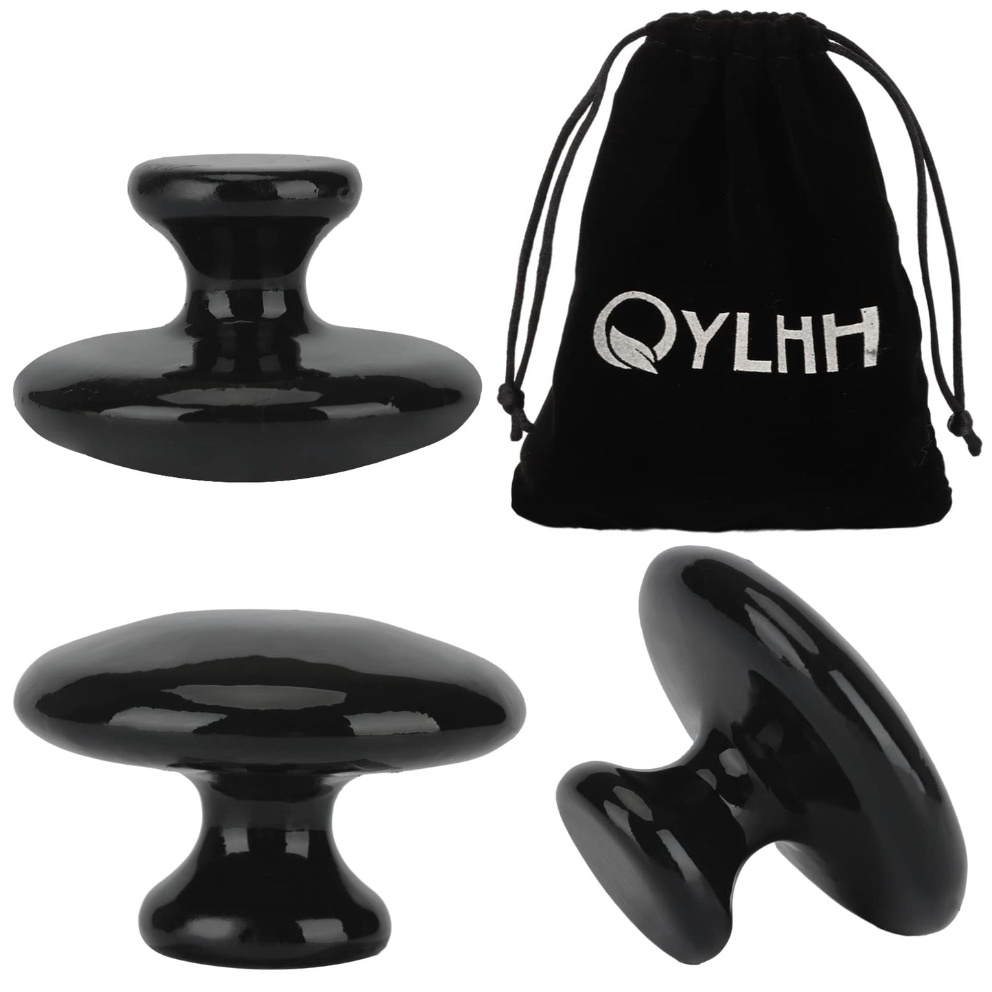 QYLHH 4 Pcs Mushroom Hot Massage Stones Set Natural Bian Warm Rocks Kit for Facial SPA5.5x3.5cm
