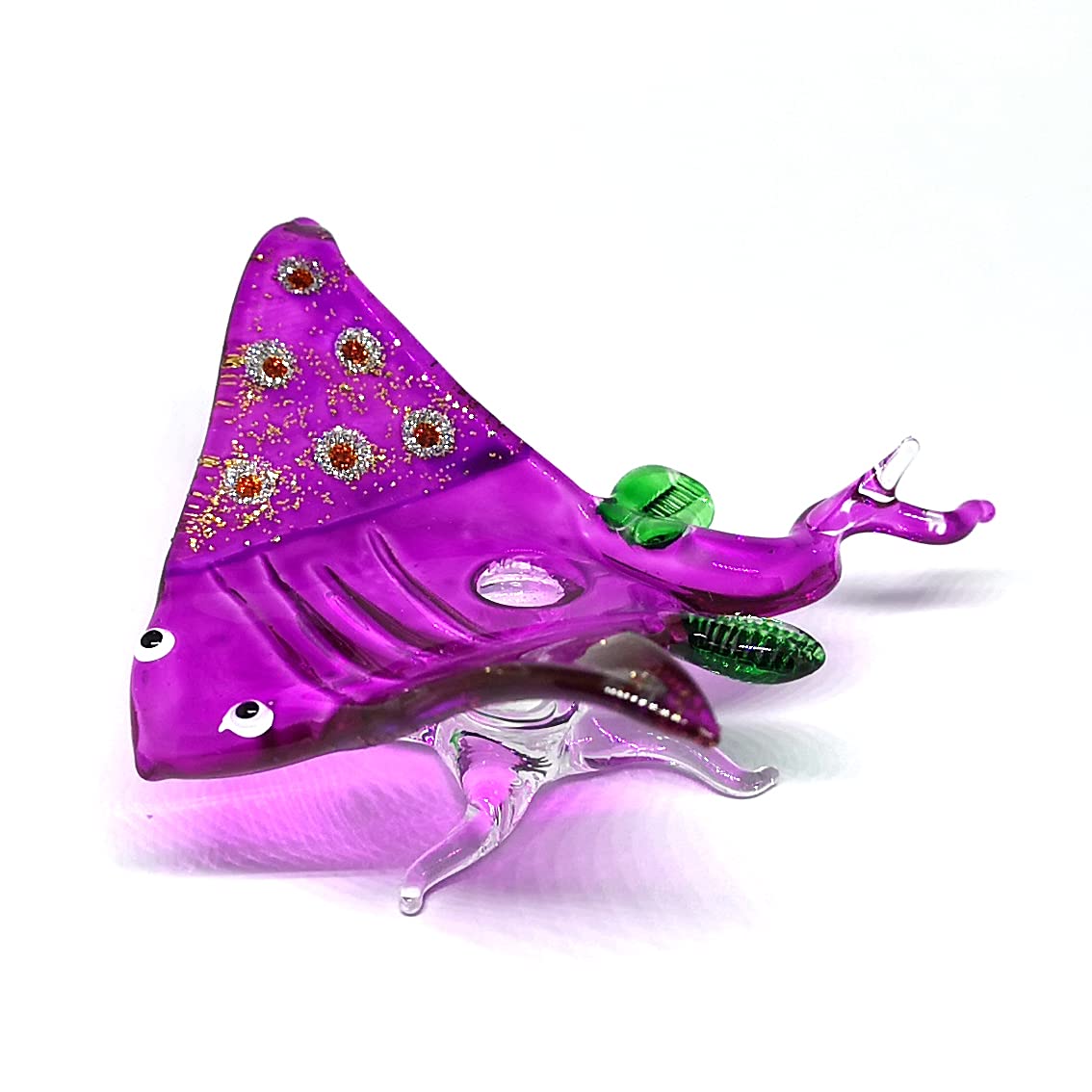 ZOOCRAFT Hand-Blown Glass Stingray Figurine, Artisan Ocean Sculpture for Shelf & Terrarium Display — Handmade Gift for Ocean Lovers, Marine Life Fans & Coastal Collectors