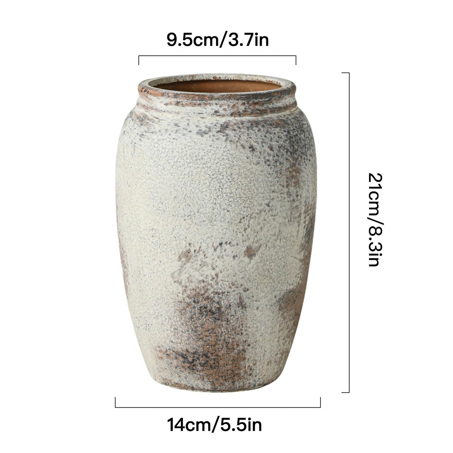 Aisamco Ceramic Flower Vase,8.3 inch Tall Farmhouse Rustic Vase Floral Pottery Vases Decorative Terracotta Vases for Home Decor Floor Kitchen Dining Desk Shelf Coffee