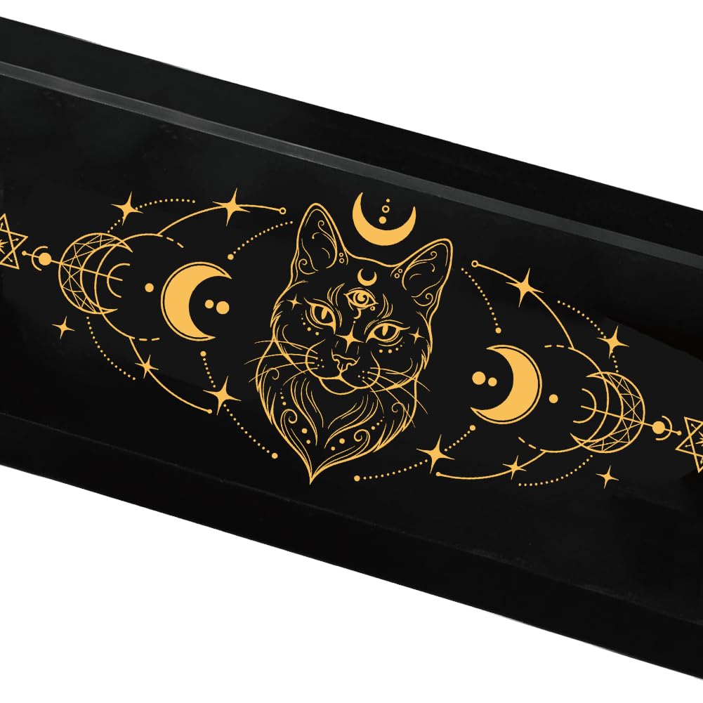 BEUNITONE Pendulum Crystal Holder, Cat Design Wooden Crystal & Jewelry Display Stand Divination Pendulum Storage Rack Tabletop Organiser for Necklaces, Stones and Home Decor