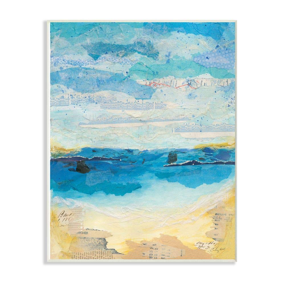 'Abstract Beach Coast Ocean Blue Collage Design'| Wall Plaque Art