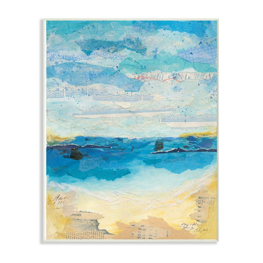 'Abstract Beach Coast Ocean Blue Collage Design'| Wall Plaque Art