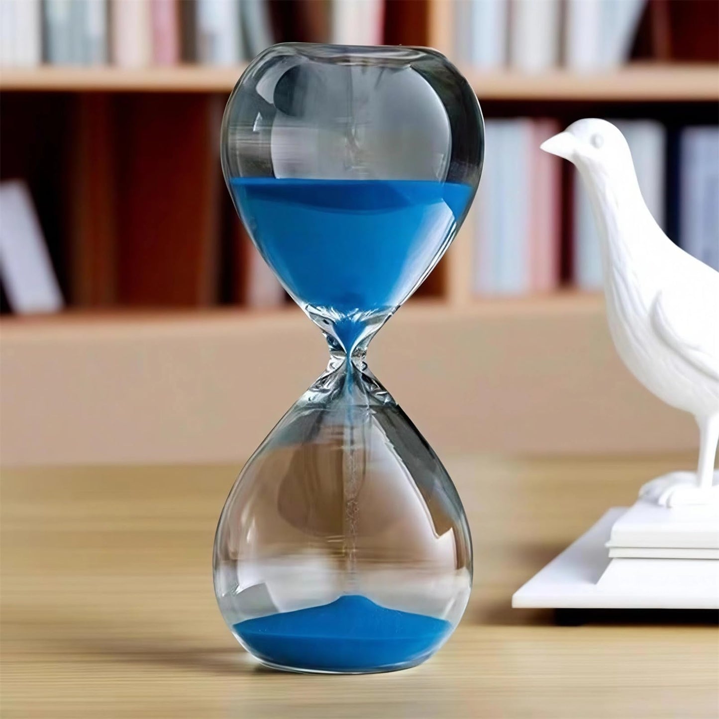 Falytemow Hourglass Sand Timer Glass Sand Timer Egg Hourglass for Kitchen Brushing Teeth School Teaching (Blue, 60 Minutes)
