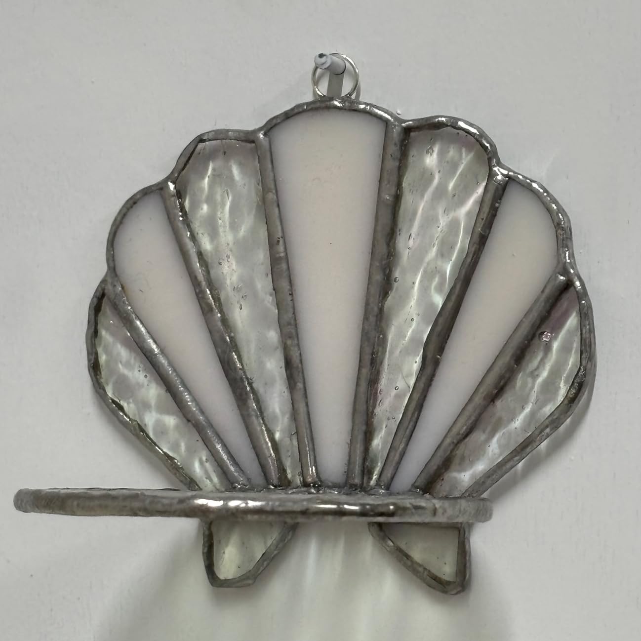 Handmade Stained Glass Seashell Candle Holder, Tiffany Style Glass Suncatcher Wall Sconce, Art Decorative Candlestick for Home Bathroom Living Room Beach House Ornament, Ideal Holiday Birthday Gift