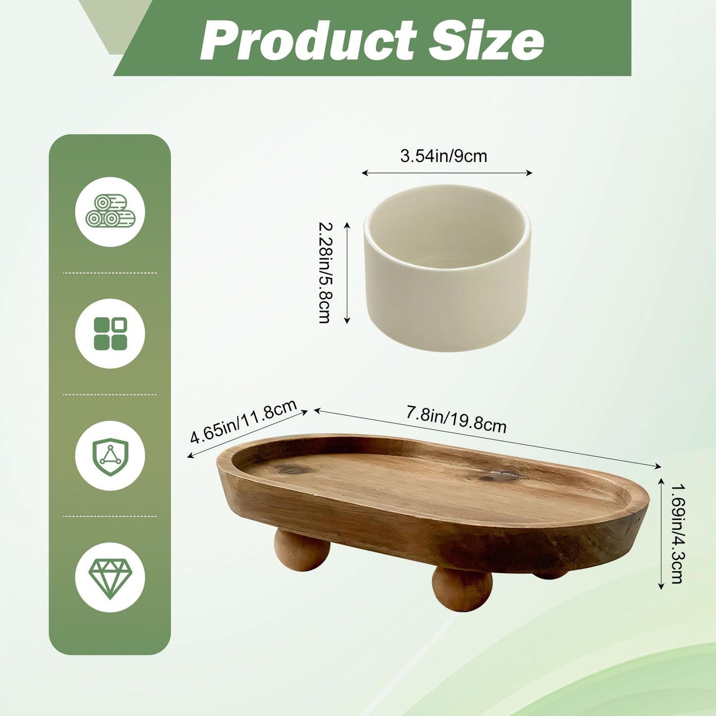 Vaveren Small Wooden Riser Wooden Pedestal for Display Tray Display Riser for Entry Table Farmhouse Kitchen Tabletop Centerpieces , Oval 11.8x19.8x4.3cm