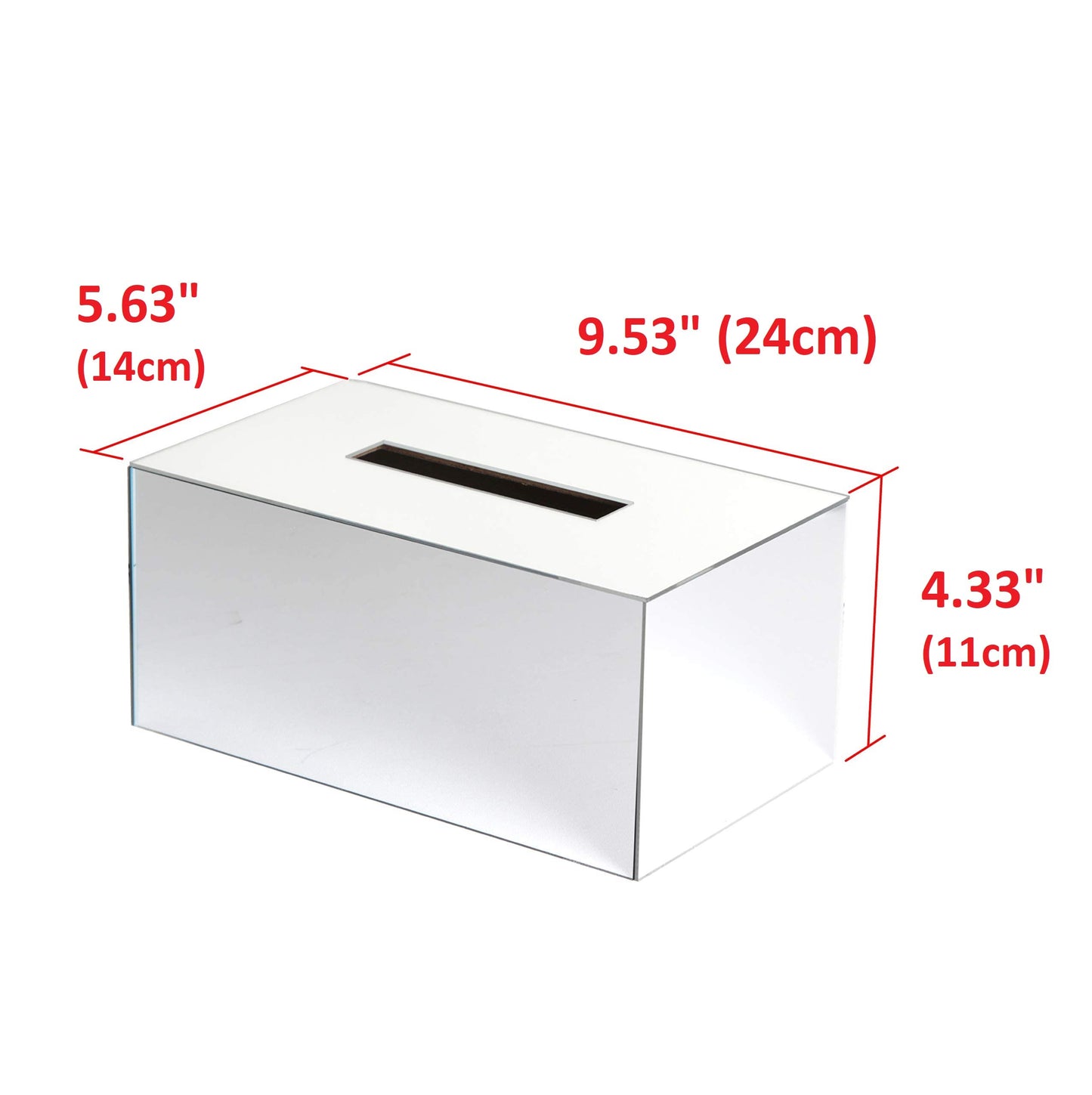 JackCubeDesign Overall Acrylic Mirror Rectangle Tissue Box Holder Case Storage Case Stand Box Napkin Holder Organizer (9.53 x 5.63 x 4.33 inches) - MK219B