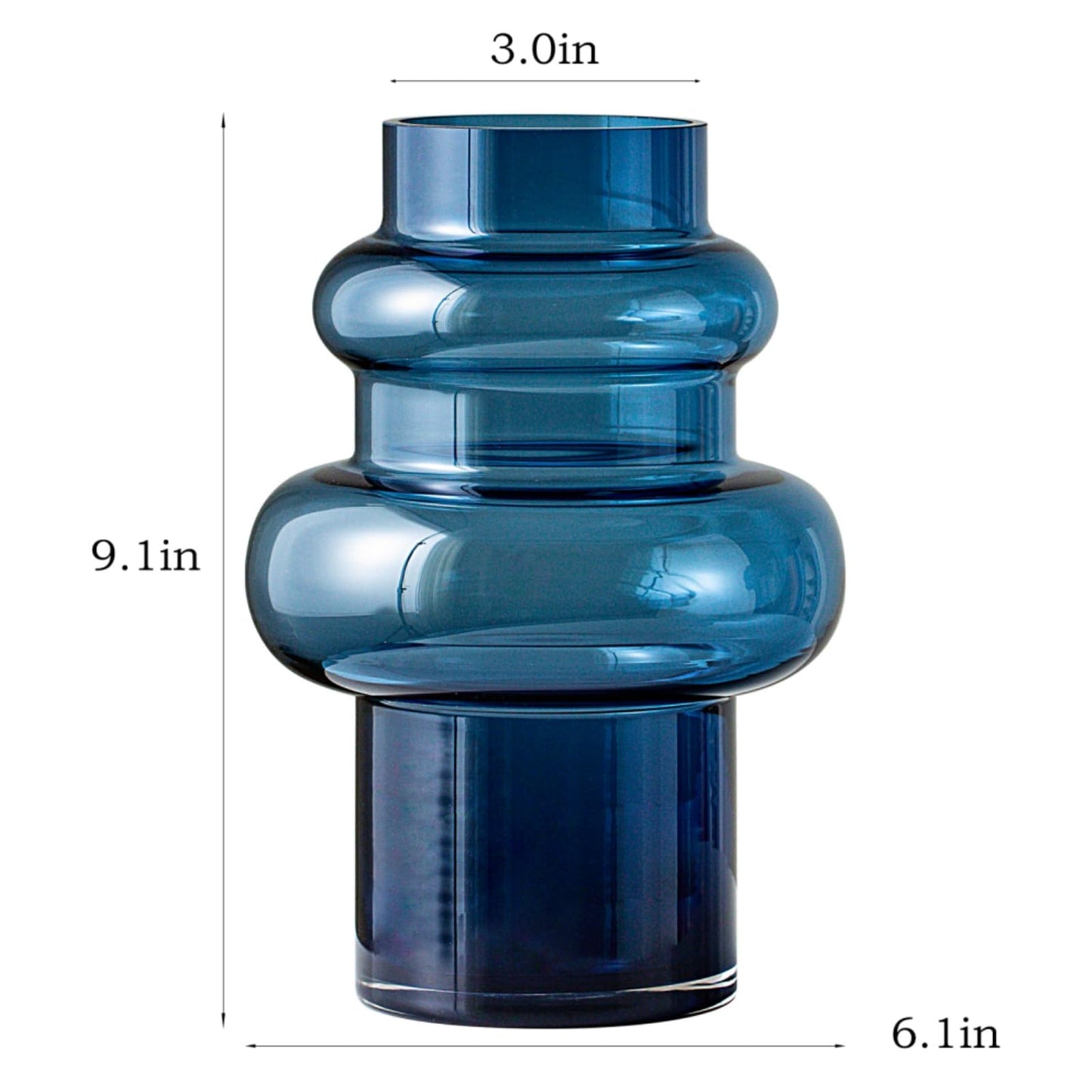 Lvases Clear Blue Bubble Glass Flower Vase, Modern Boho Ins Style Vase for Hydroponic Plants Bouquet, for Home Room Office Book Shelf Wedding Table Decor (W 6" X H 9.4")