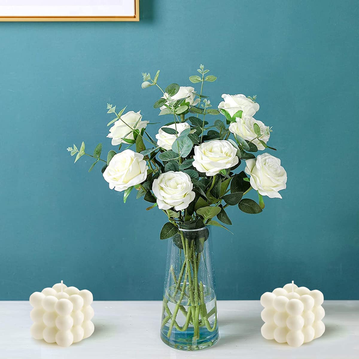 2PCS Bubble Candle Room Decor - Vanilla Scented Gifts for Women, Danish Pastel Bubble Cube Candles, Aesthetic Shelf Decor & Trendy Home Office Decorative Candles