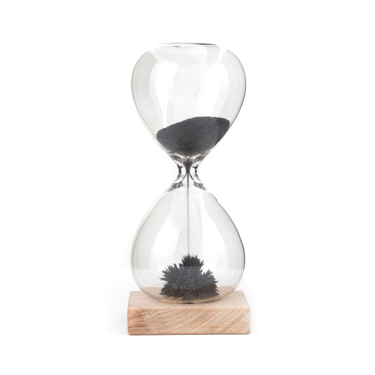 Kikkerland Magnetic Hourglass Timer – Elegant, Relaxing Decor for Home & Office – 1 Minute Timekeeper with Hidden Magnet & Wooden Base