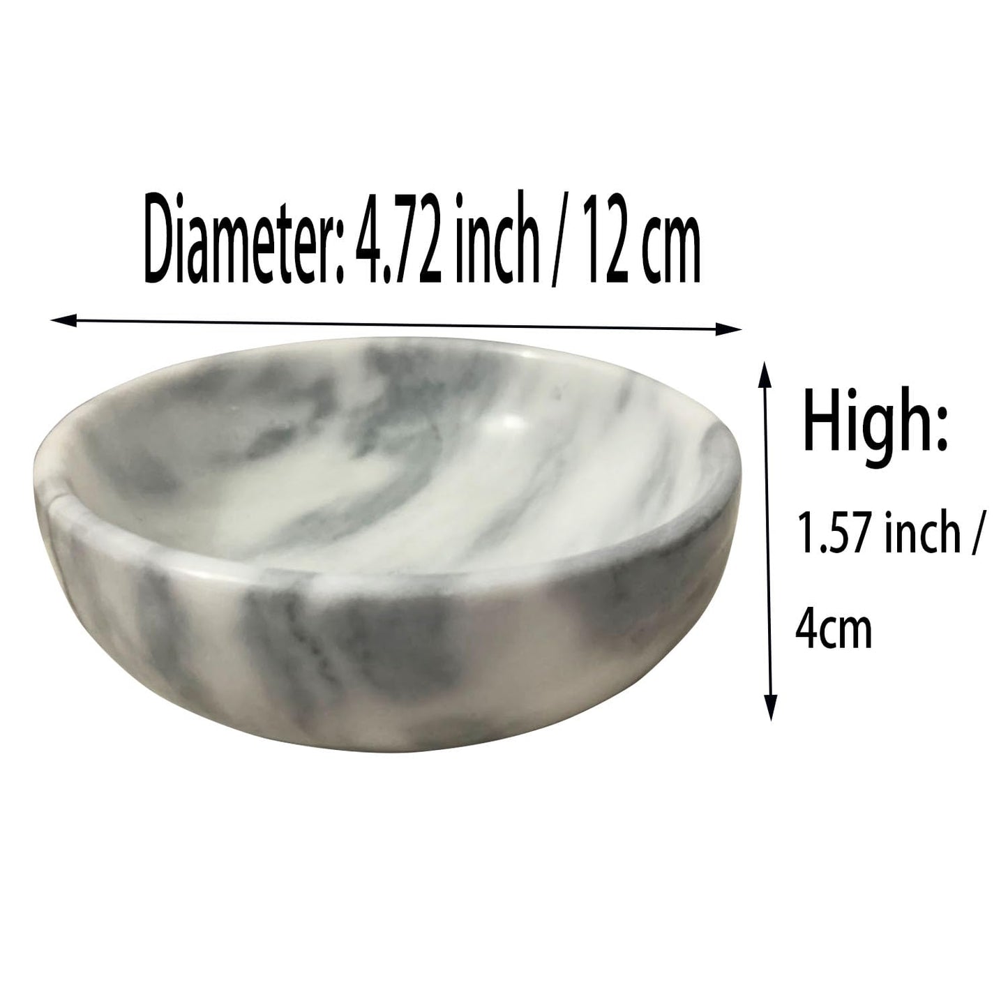 Daszui Natural Marble Decorative Bowls for Home Decor, 4.72 inch Hand-Carved Decorative Bowl Key Bowl, Ritual use, Incense Burner, smudging, Decoration Bowl, offering