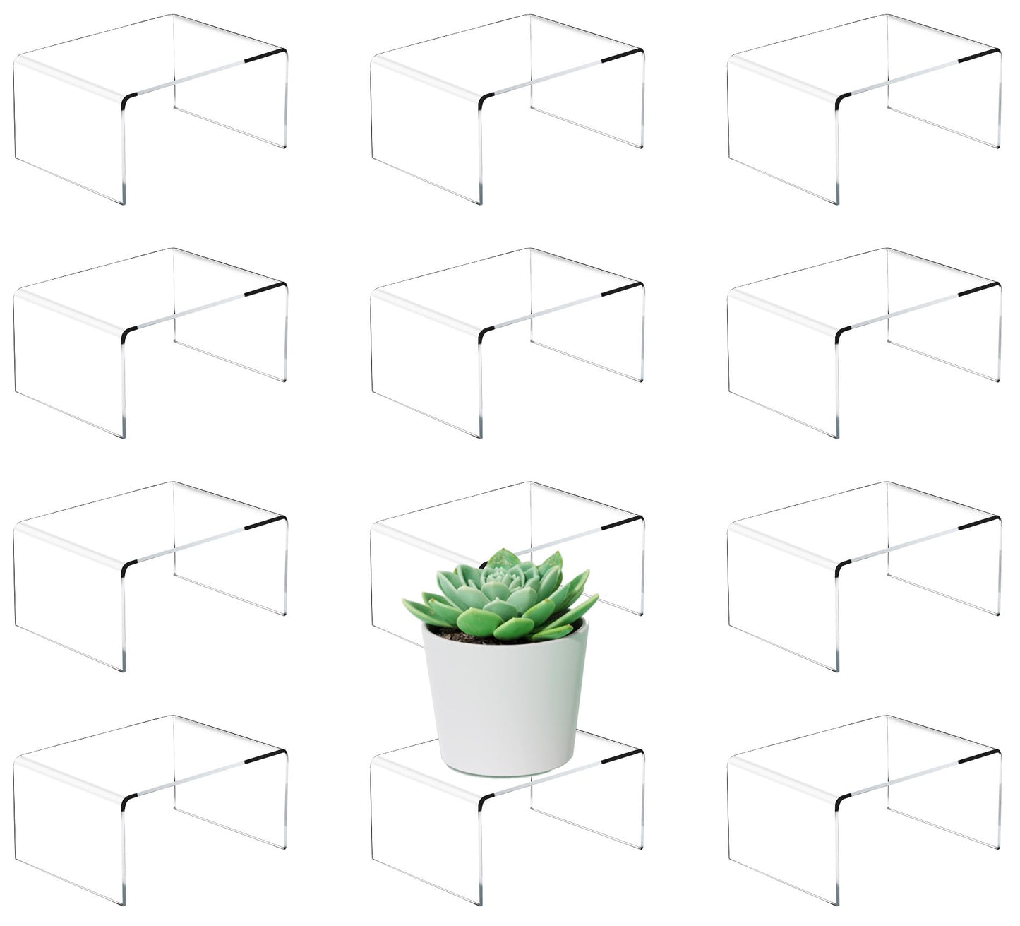 CLAY TONIC 12-PC Clear Acrylic Display Risers for Funko POP figures,Retail Display, Display Riser Shelf Showcase Fixtures for Jewelry(2''x3''x4'') (12 PC)