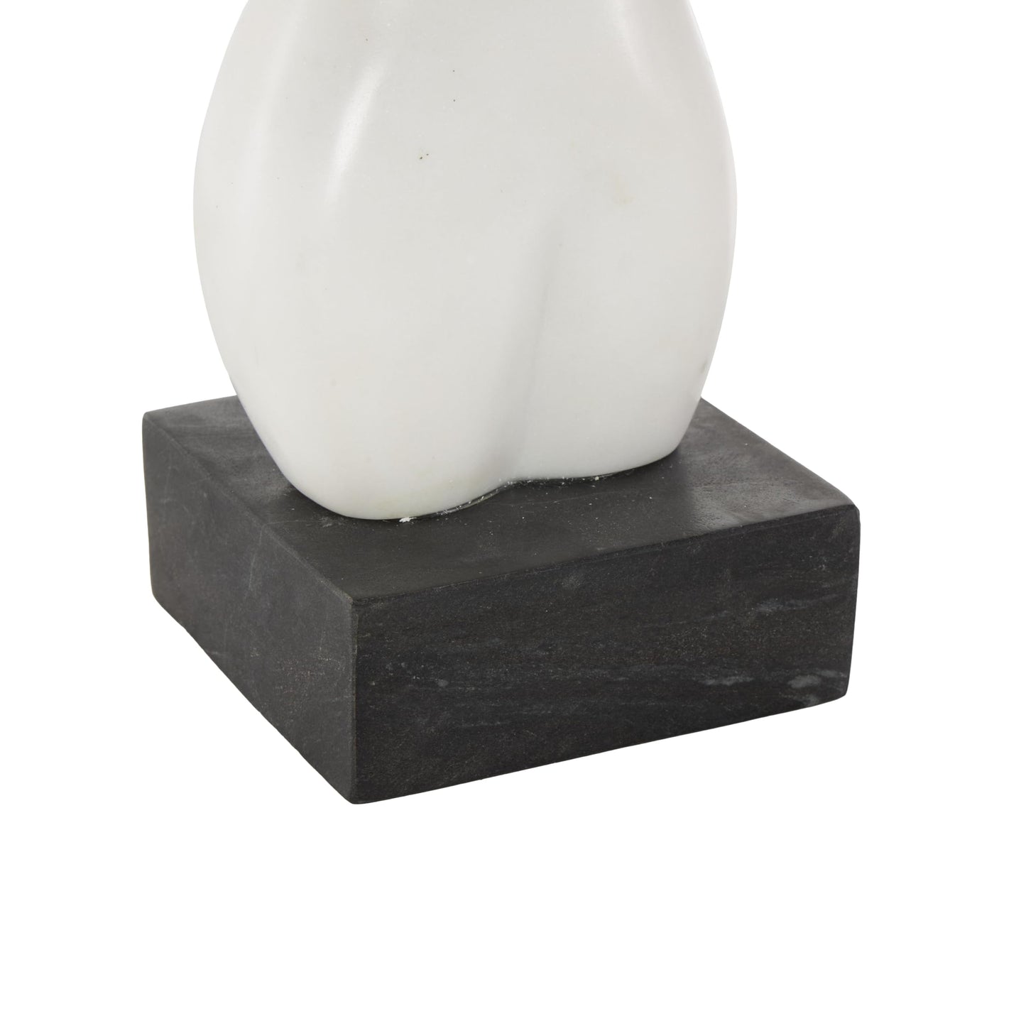 Deco 79 Marble Woman Decorative Sculpture Abstract Female Form Home Decor Statue with Black Block Base, Accent Figurine 4" x 4" x 11", White