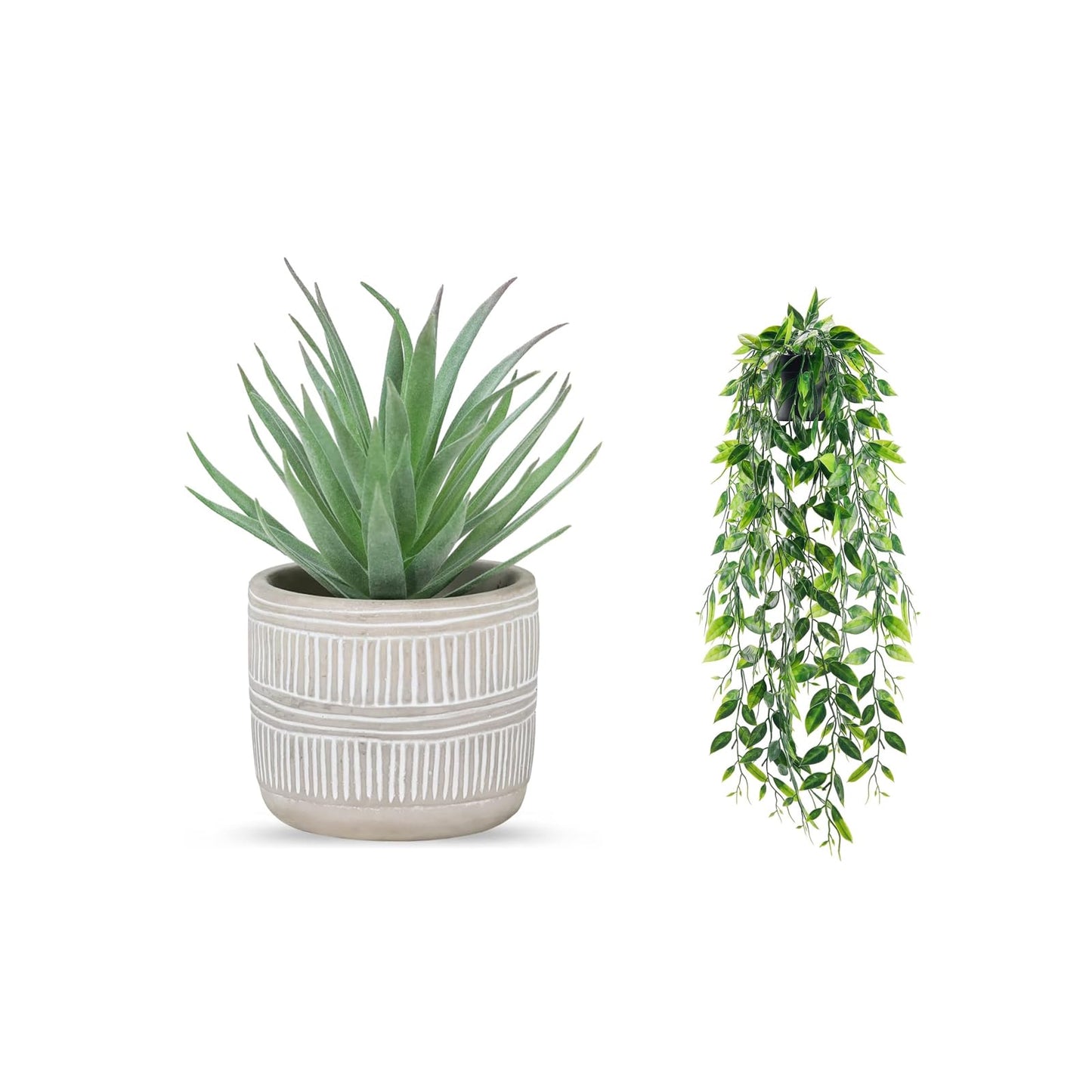 Der Rose Bundle of 1 Pack Fake Succulents Plants and 1 Pack Fake Hanging Plants for Room Home Office Farmhouse Bathroom Decor