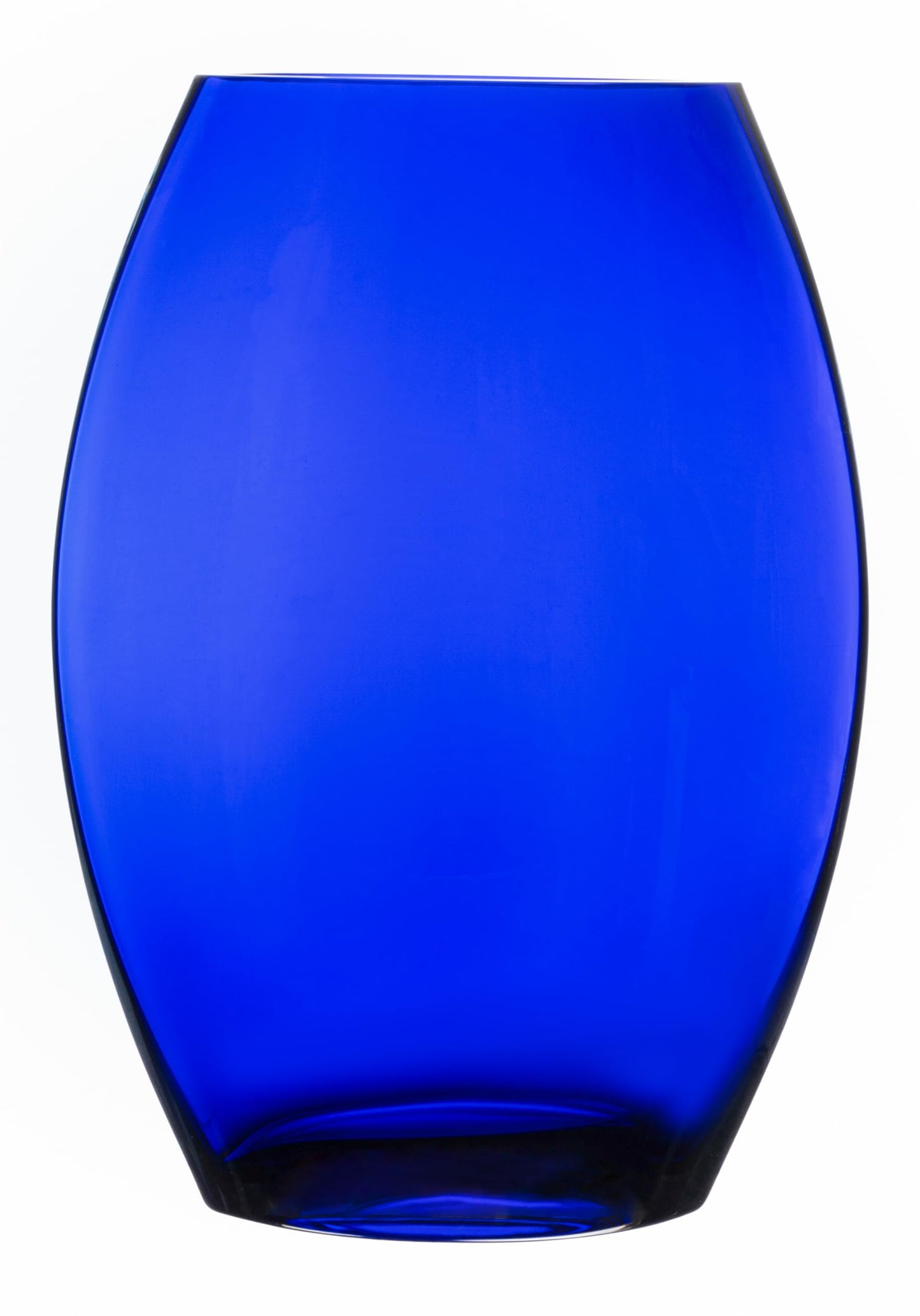 Barski - Handmade Glass - Oval Shaped vase - Cobalt - 12" H (12 Inches High) Made in Europe
