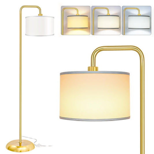 [Upgraded] LED Floor Lamp for Living Room, 3 Color Temperature Floor Lamp with Foot Switch Modern Standing Lamp Tall Pole Floor Reading Lamp for Bedroom, Study Room, Office, 9W Bulb Included, Gold