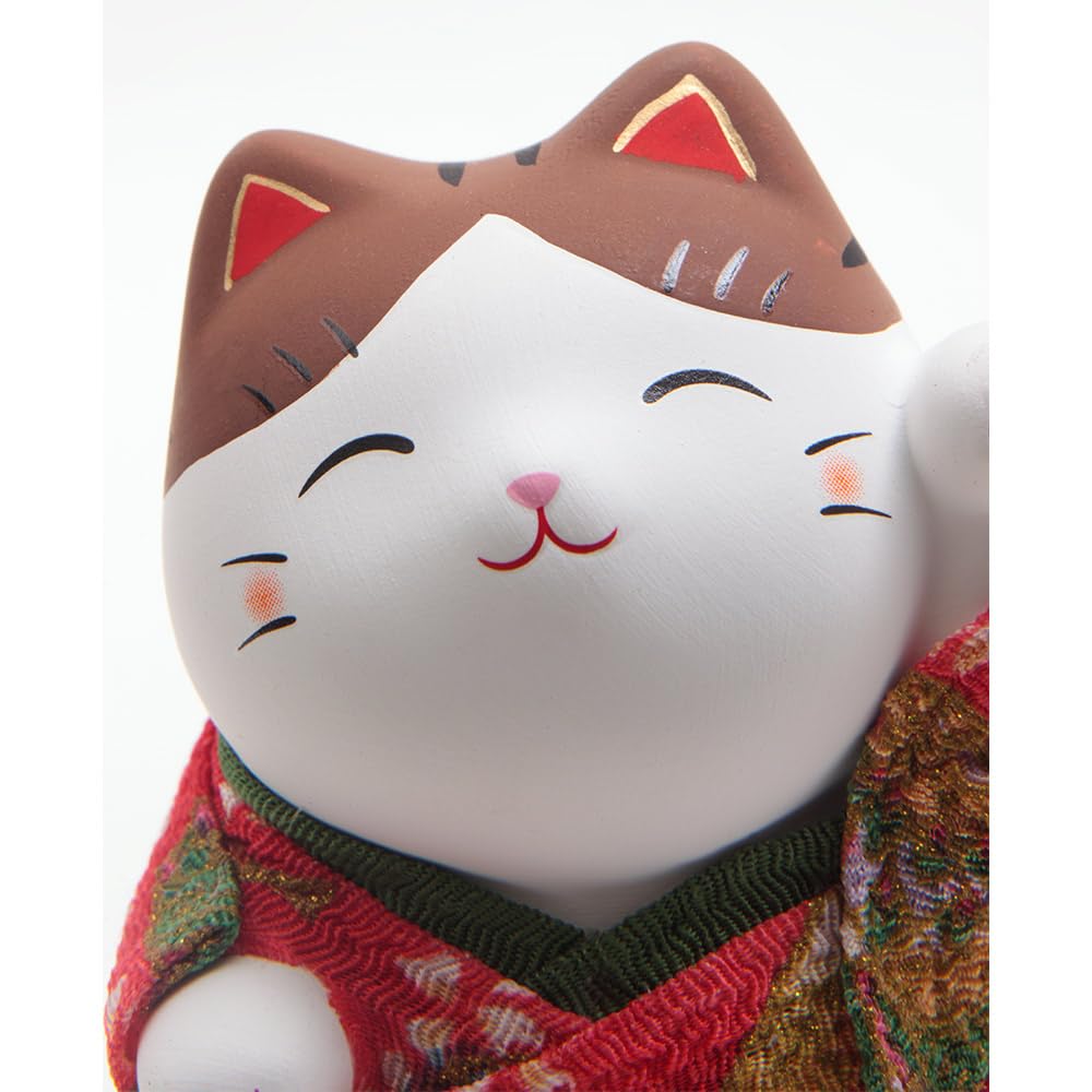 Maneki Neko Lucky Cat in Kimono with Gold Coin 4 in Ceramics 7419-Z-US