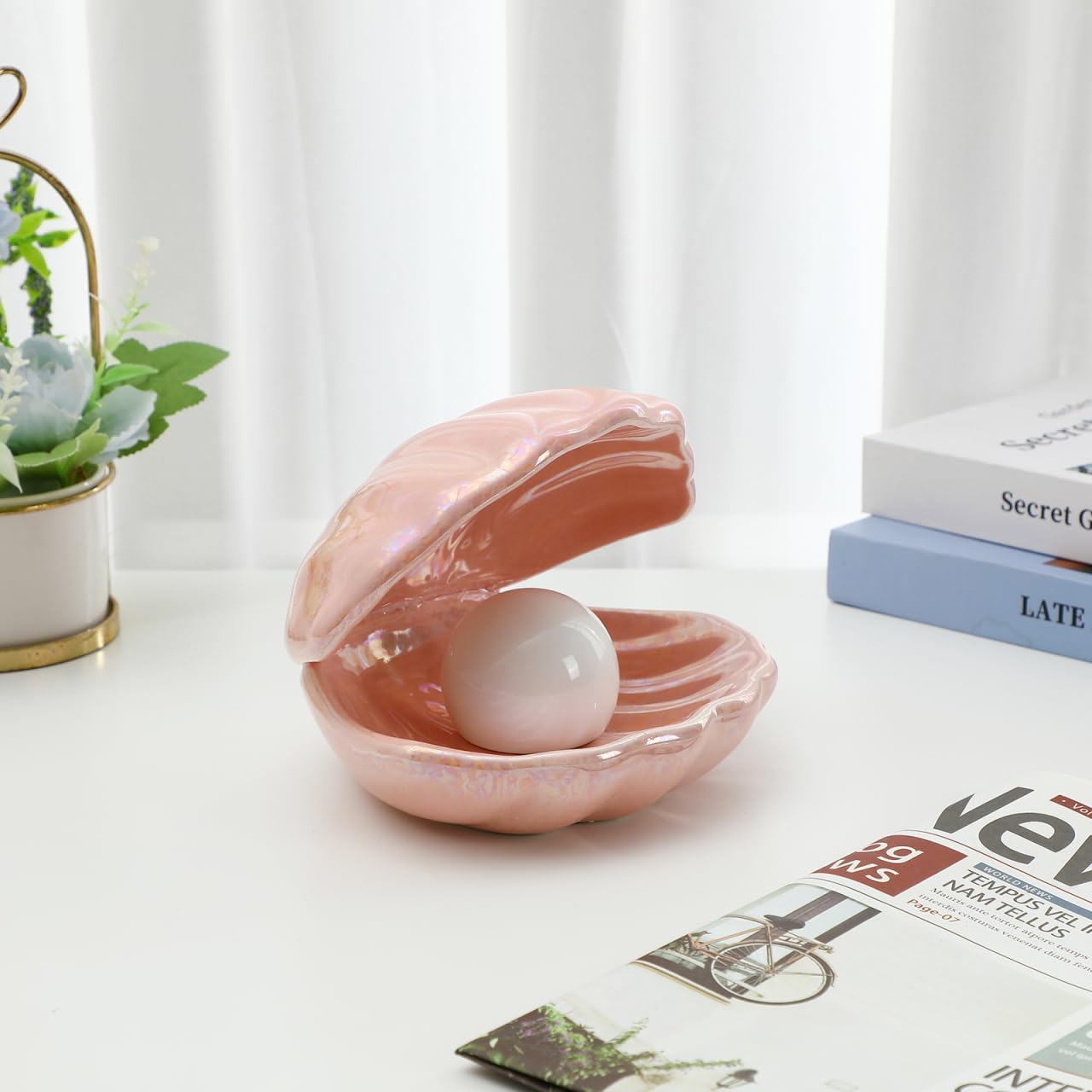 IMIKEYA Shell Light LED Seashells Mood Lamp Portable Night Light in Shell Desktop Ornament Home Decor for Bedroom Living Room Ocean Beach Decor