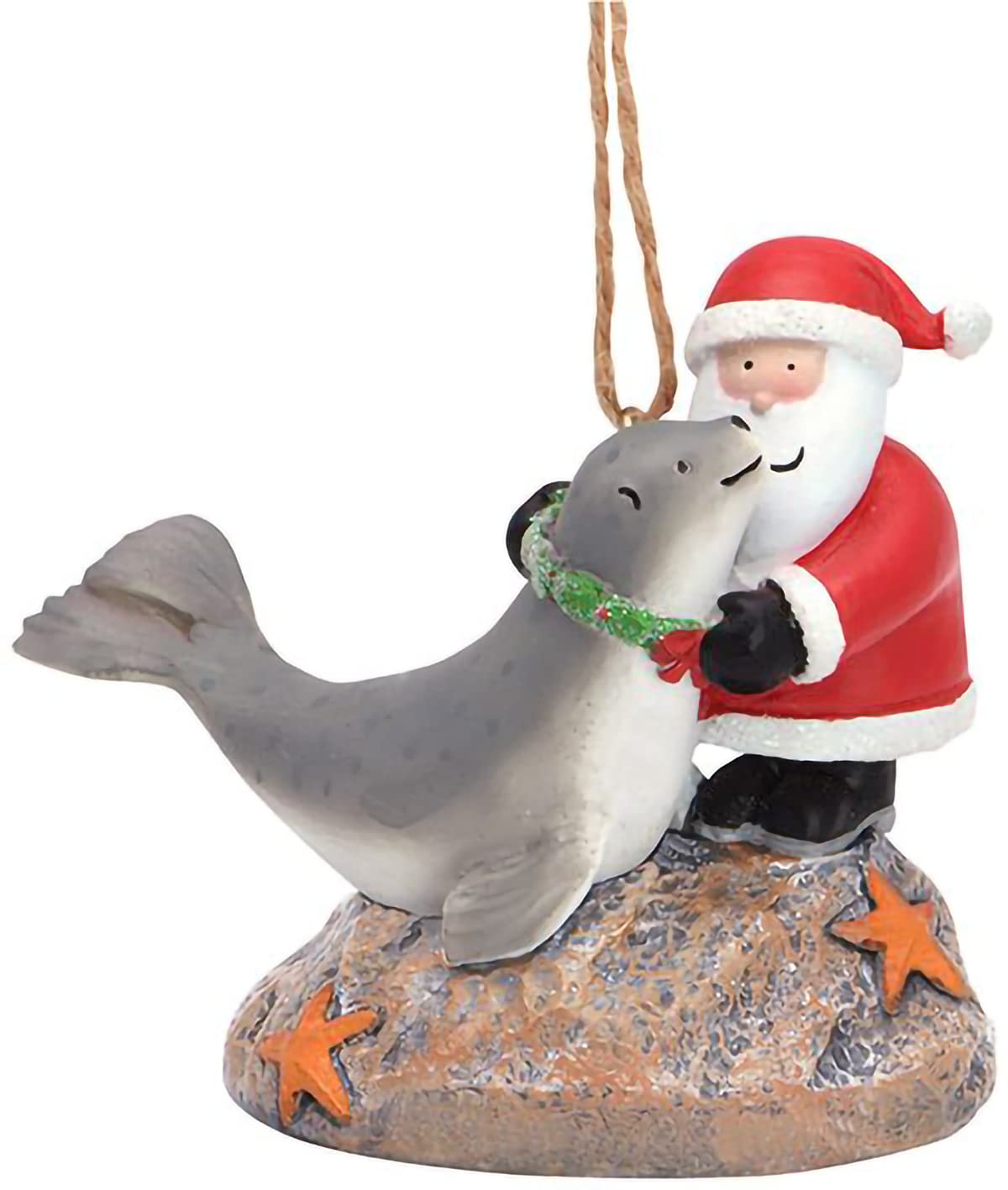 Cape Shore Christmas Resin Ornament Santa and Harbor Seal Holiday Tree Decoration, Home Collection