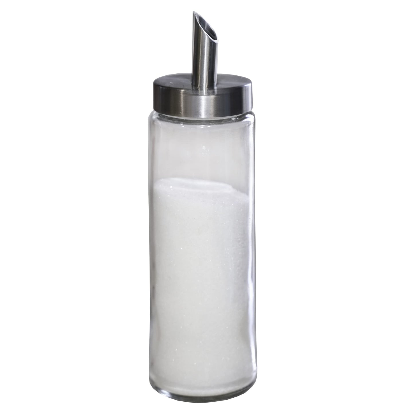Neat Pour Sugar Dispenser, Shaker & Pourer - MODERN STYLE Brushed Nickel with Stainless Steel Lid, Dishwasher Safe for Sugar, Salt, Cocoa, Sprinkles. 8.4oz for coffee, tea, and baking (Pack of 1)