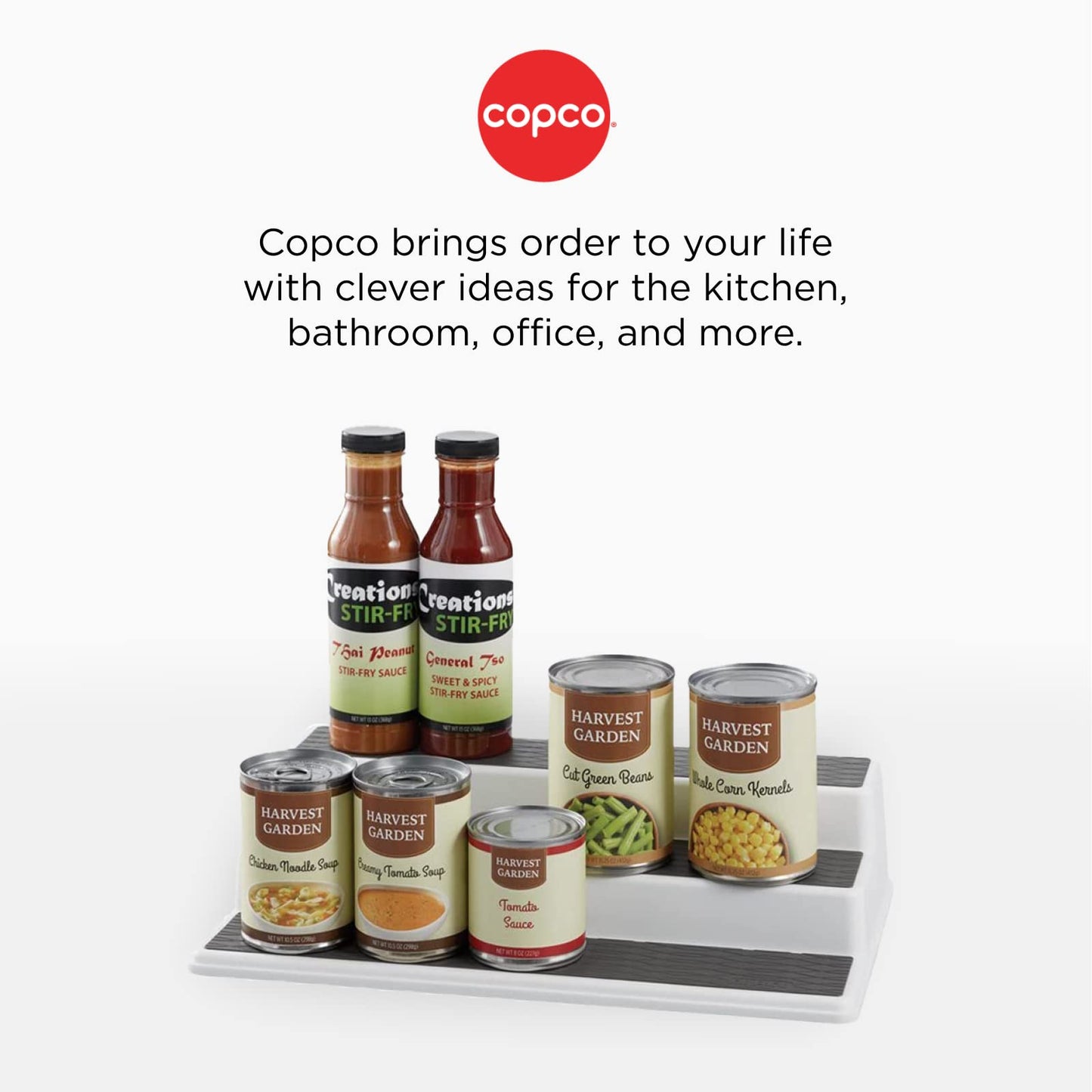 Copco 3-Tier Cabinet Spice Rack Organizer, 10 Inch Tiered Shelf Riser for Kitchen Cabinets, Pantry, and Countertop - Holds Spices, Seasonings, Oils, and Condiments