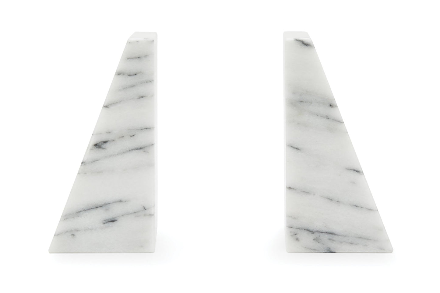 Fox Run Triangular 100% Natural Polished White Marble Bookends 4 x 3 x 6 inches