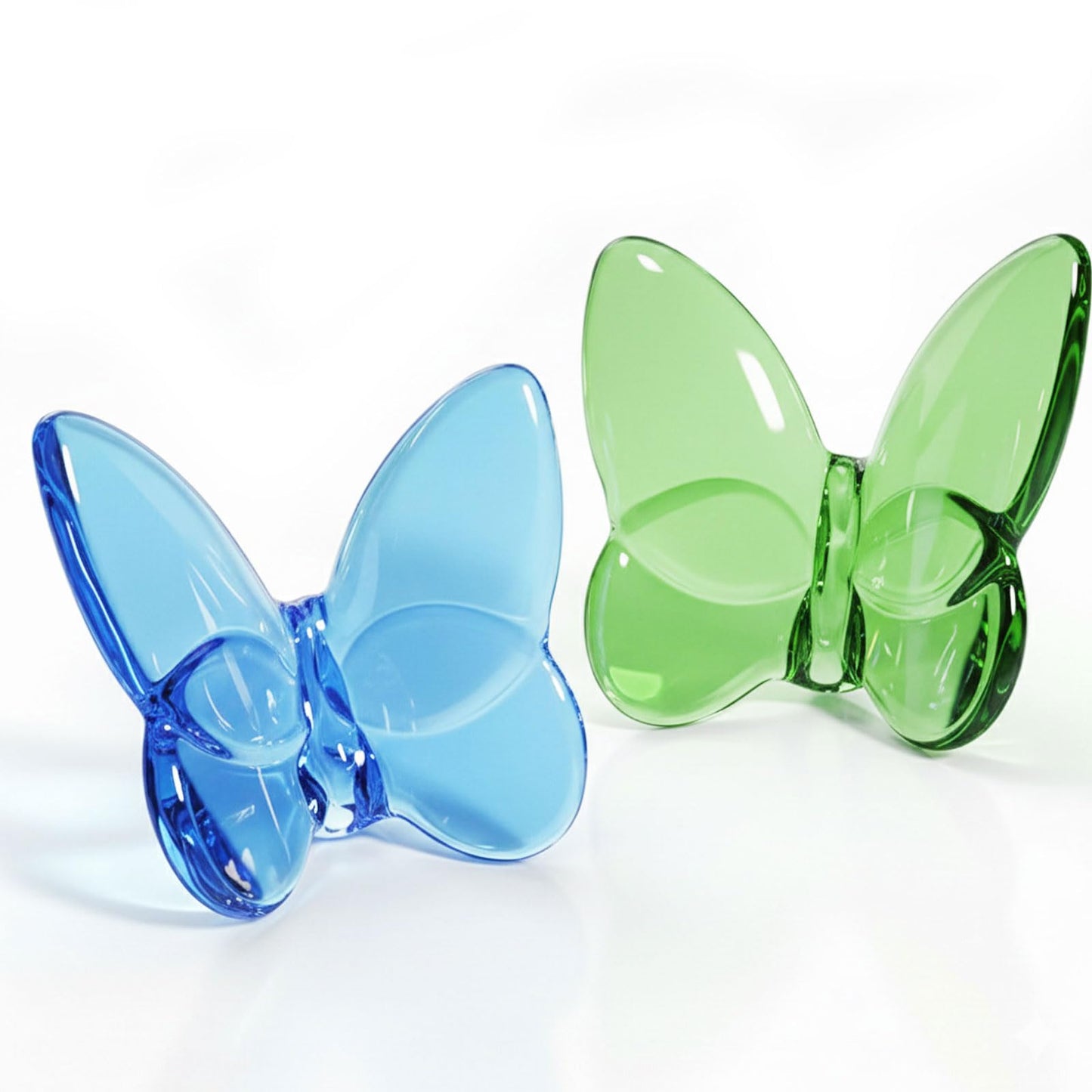 2 Pack Glass Butterfly Figurines, Crystal Butterflies Desk Decor Blue Green