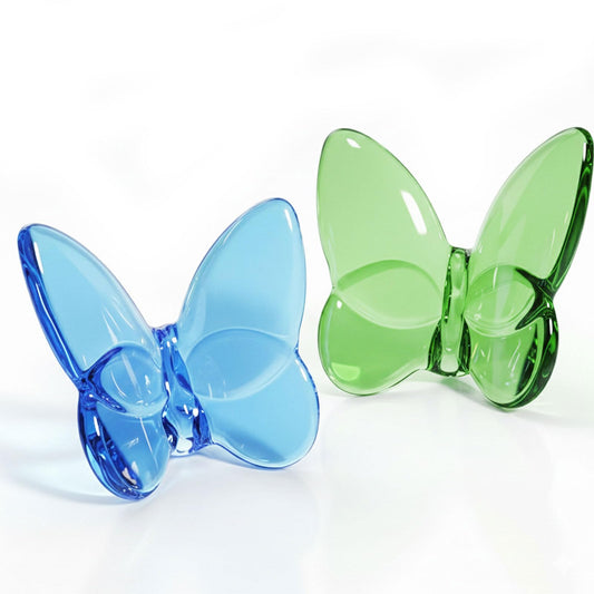 2 Pack Glass Butterfly Figurines, Crystal Butterflies Desk Decor Blue Green