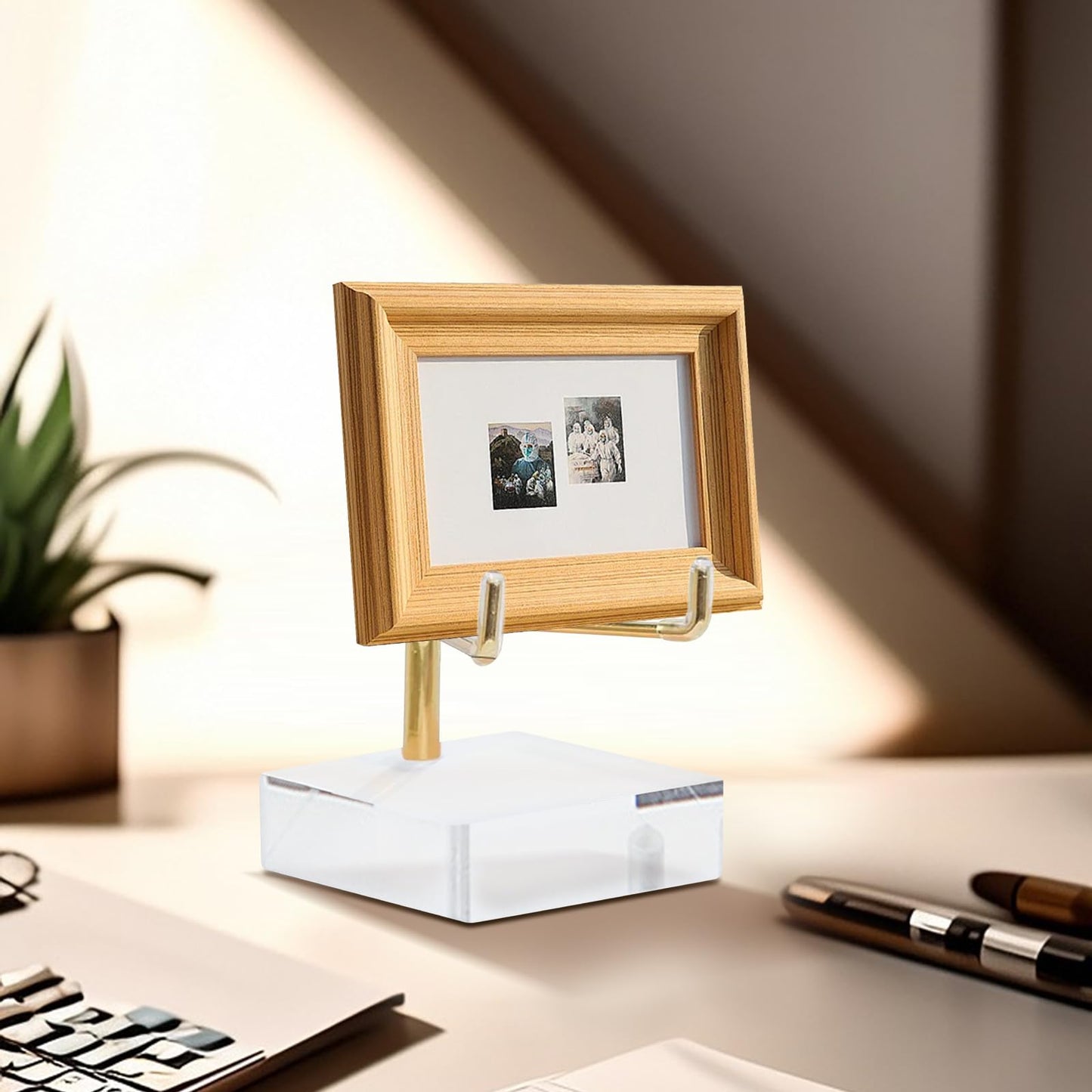 SYWAN 6pc Rock Display Stand, Adjustable Metal Arms Display Stand with Base Crystal Display Stand Small Rock Collection Display Mineral Display Easel for Crystal Gemstones Geodes Fossils (Clear Acrylic)