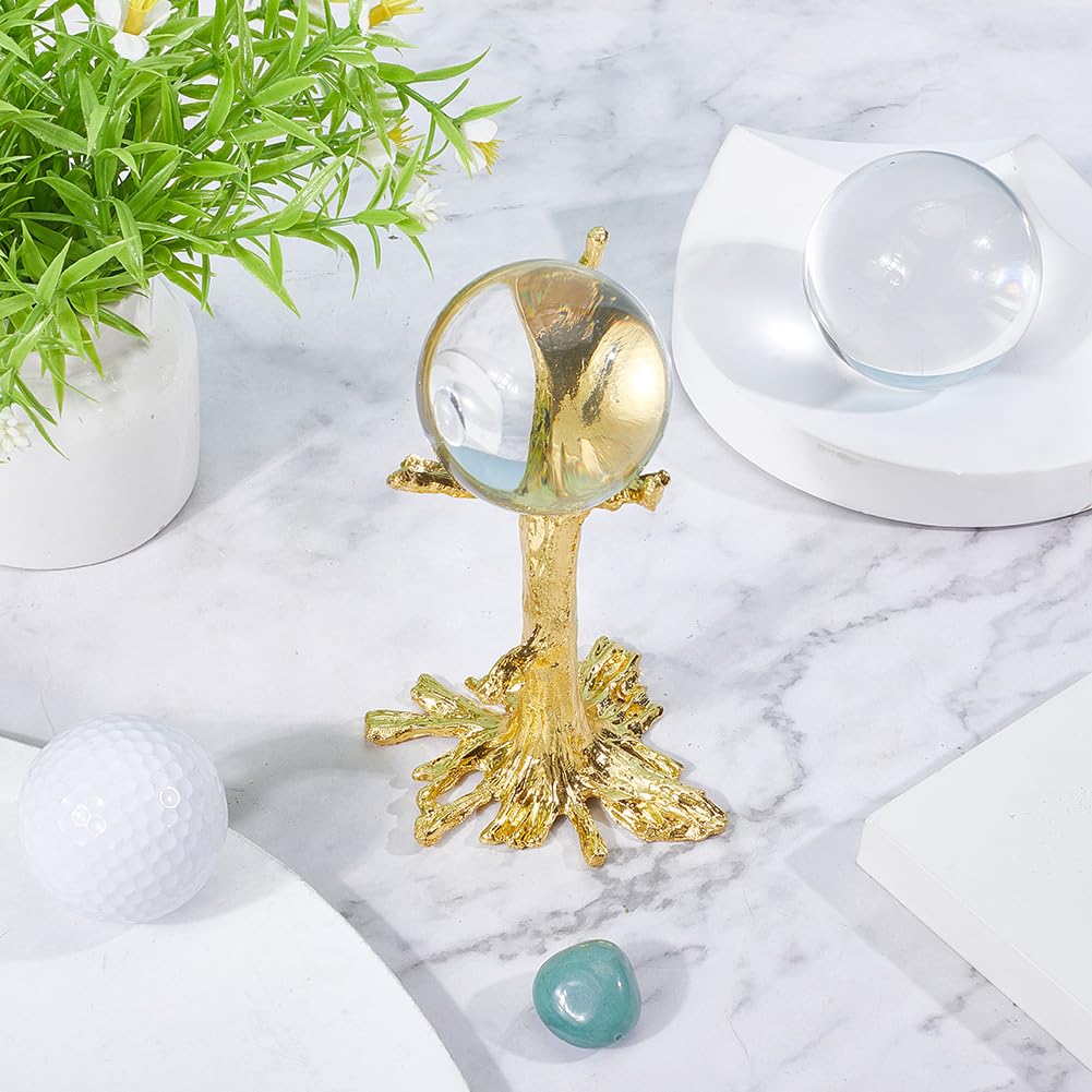 NBEADS Crystal Ball Stand, Tree Shape Sphere Display Stand Golden Alloy Holder for Ornament Rack Crystal Balls, 3x3.3x5.1inch