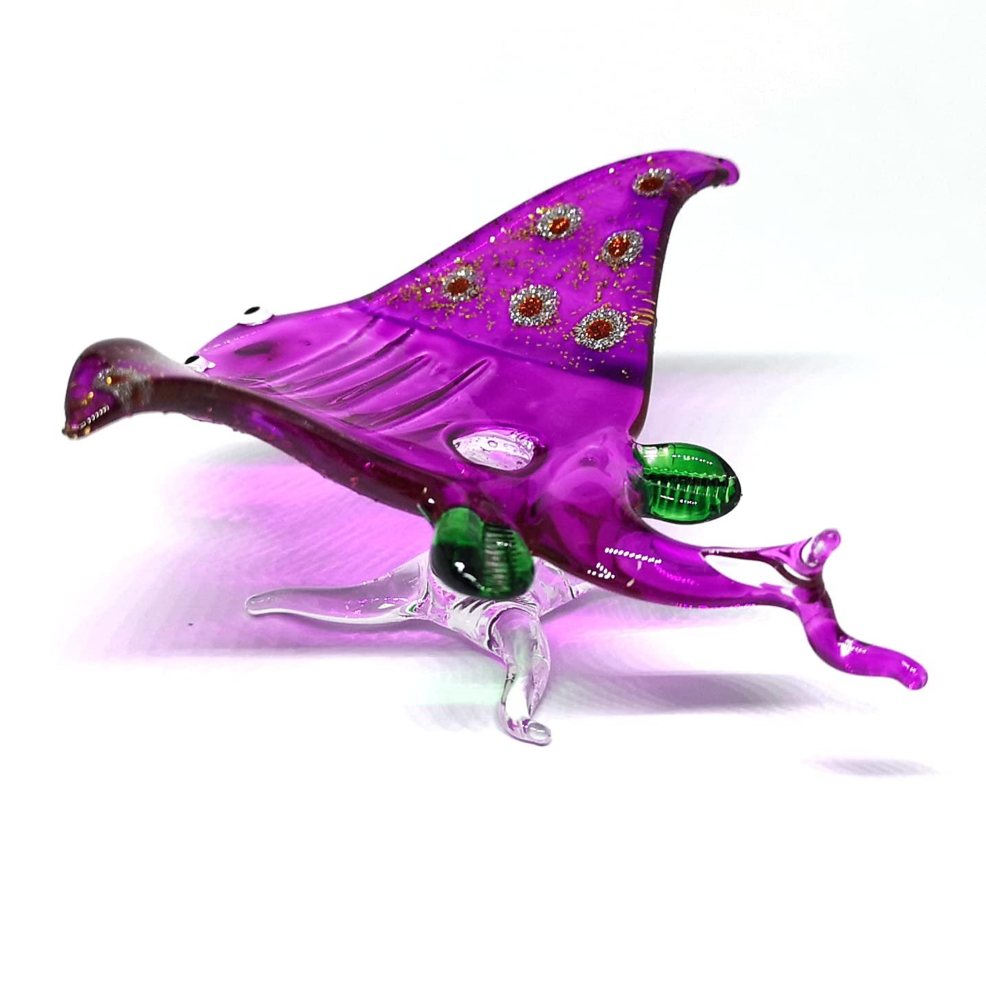 ZOOCRAFT Hand-Blown Glass Stingray Figurine, Artisan Ocean Sculpture for Shelf & Terrarium Display — Handmade Gift for Ocean Lovers, Marine Life Fans & Coastal Collectors