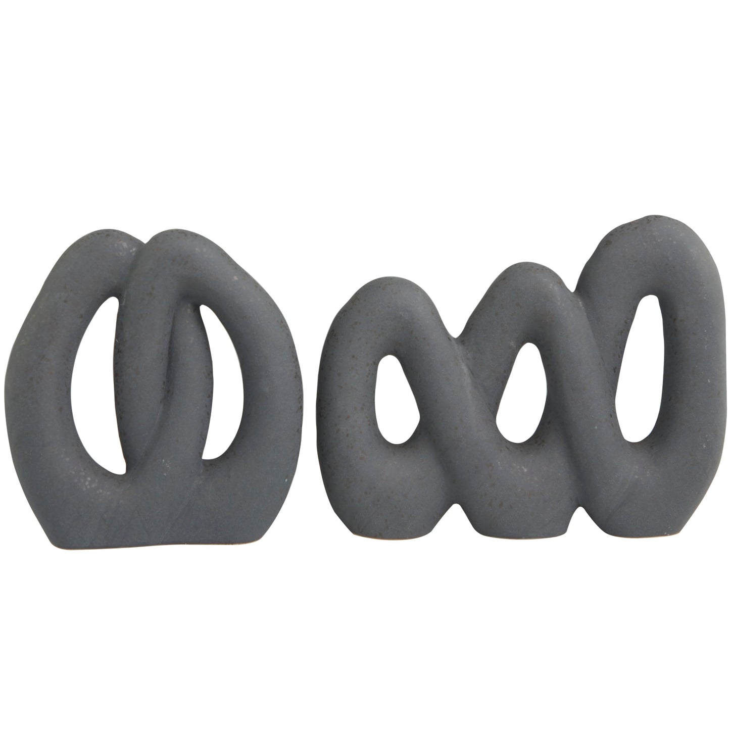 Deco 79 Ceramic Abstract Decorative Sculpture Linked Home Decor Statues, Set of 2 Accent Figurines 13", 9"W, Black