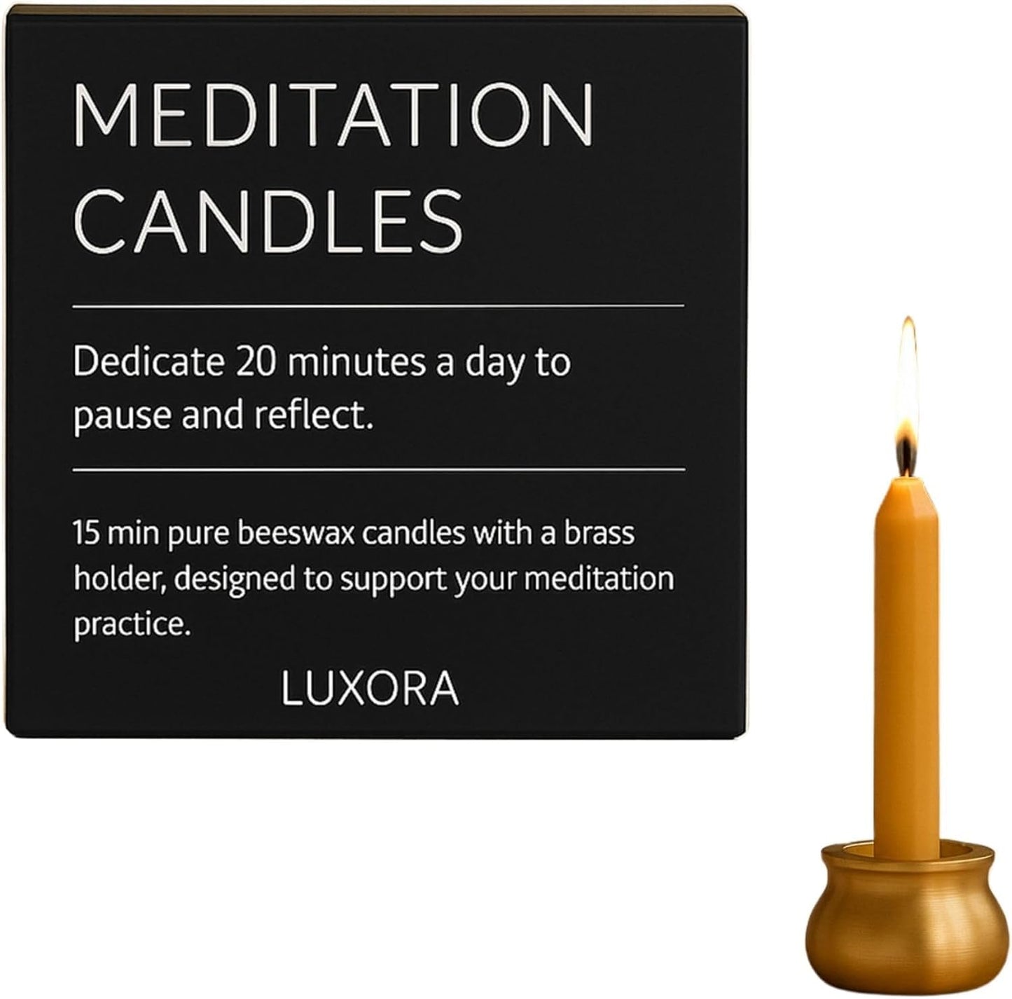 Australian Made 20 Minute Pure Beeswax Mini Meditation Candles, Non Toxic Beeswax Meditation Candle Set with Brass Holder for Intention Setting, Stress Relief, and Daily Meditaiton Mindful Moments