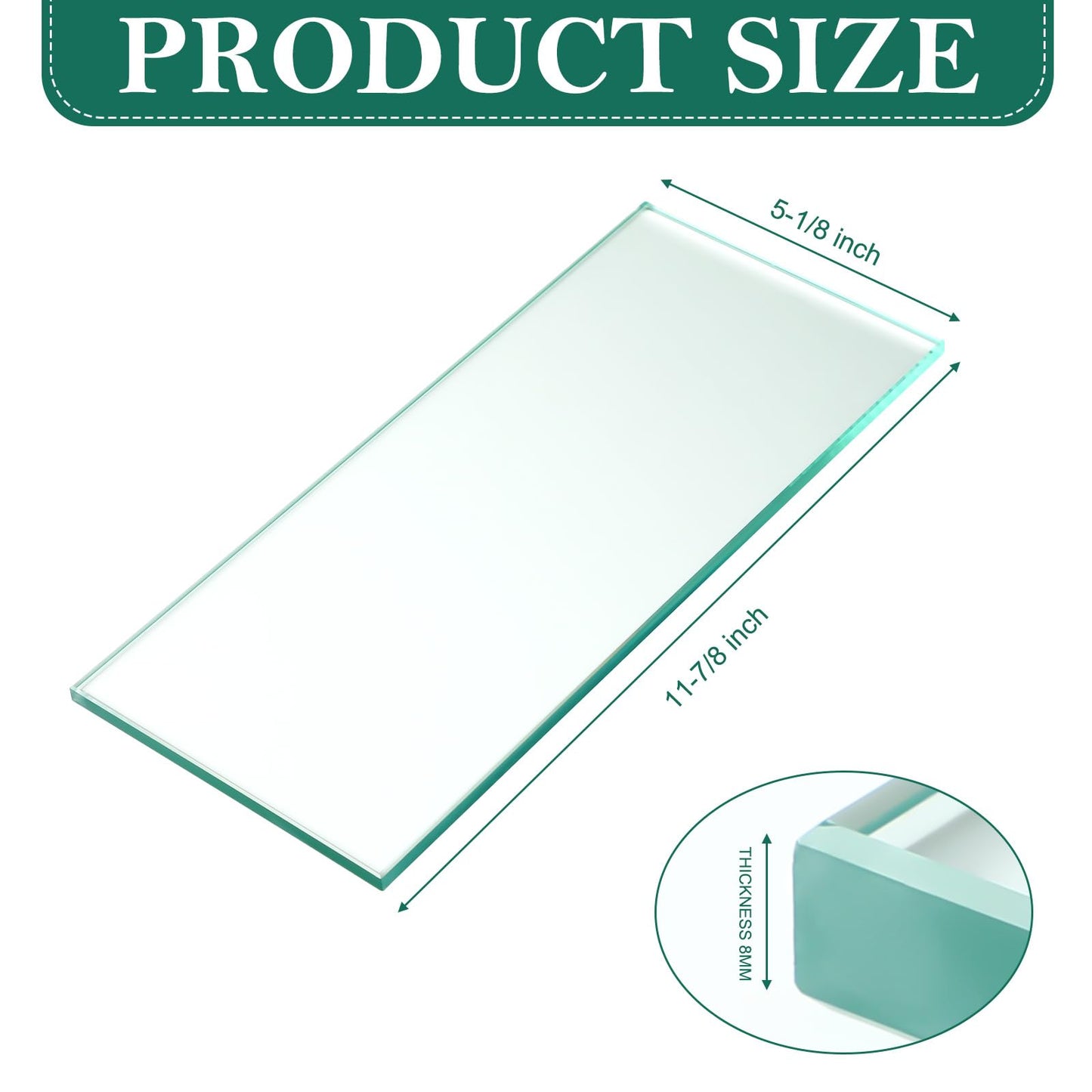 Singhoow 2 Pcs Flat Float Plate Glass 5-1/8in W x 11-7/8in L x 8mm T with 2 Pcs Anti-slip Mats Lapping Plate for Scary Sharp Sharpening System Carving Knives Grinding Polishing Tool