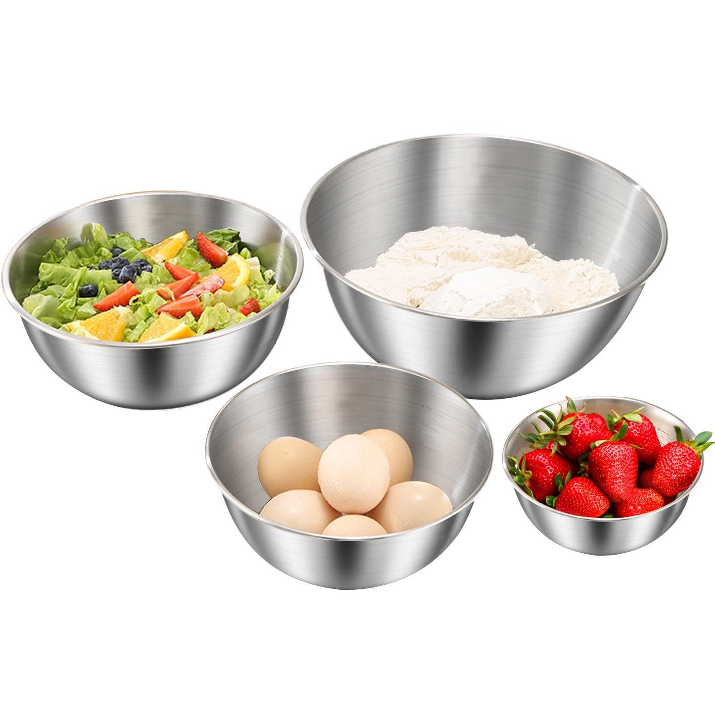 4 Pack Stainless Steel Mixing Bowl Set, Microwave and Dishwasher Safe,Ideal for Baking, Prepping, Cooking and Serving Food