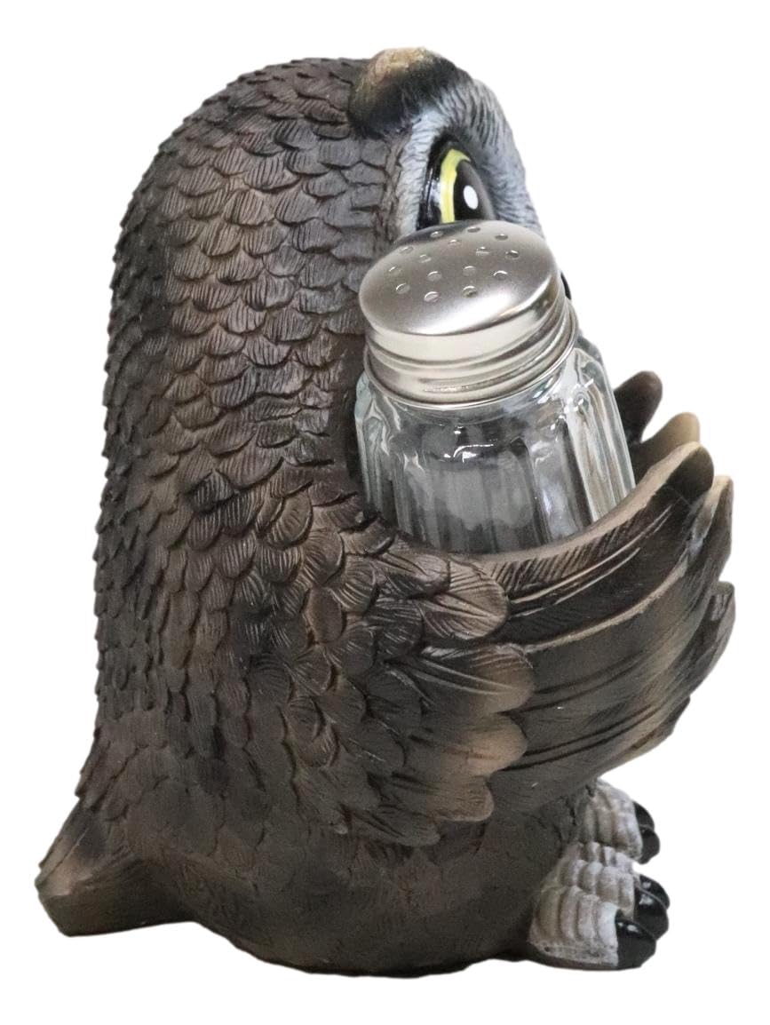 Ebros Gift Whimsical Owlet Baby Owl With Big Round Eyes Glass Salt And Pepper Shakers Holder Display Figurine Set 6" Tall Wildlife Whispering Forest Spirit Nocturnal Birds Sculpture Home Decor Accent