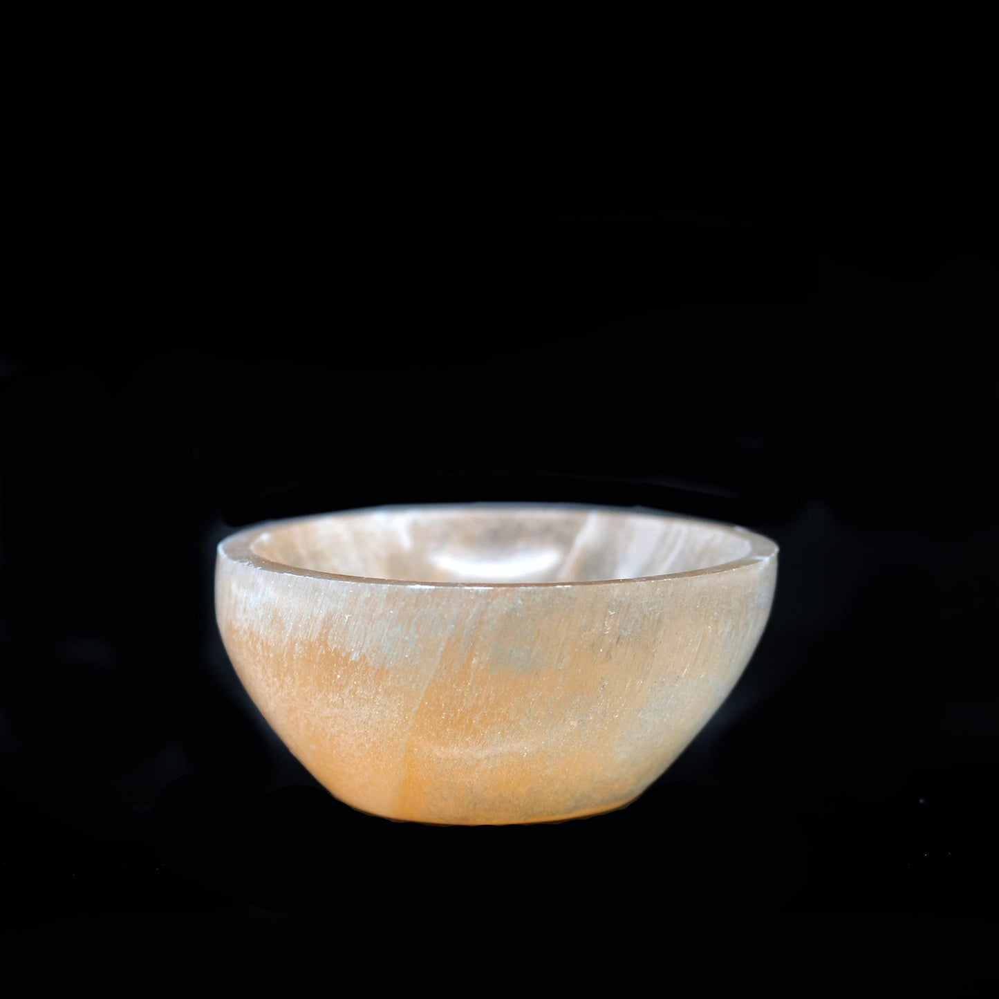 Soul Sticks Selenite Crystal Bowls for Smudging, Healing, Recharging Crystals | Pure Selenite Smudge Bowl & Crystal Charging Station Ethically Sourced in Morocco, Orange (3 Inch)