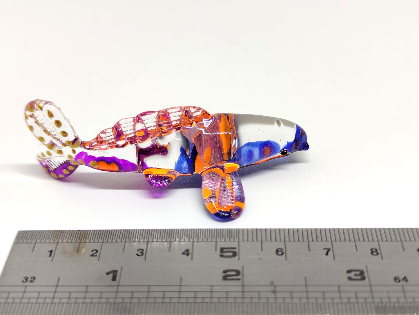 Sansukjai Japan Carp Koi Fish Miniature Figurines Animals Hand Blown Glass Art Collectible Gift Decorate (Purple Orange)
