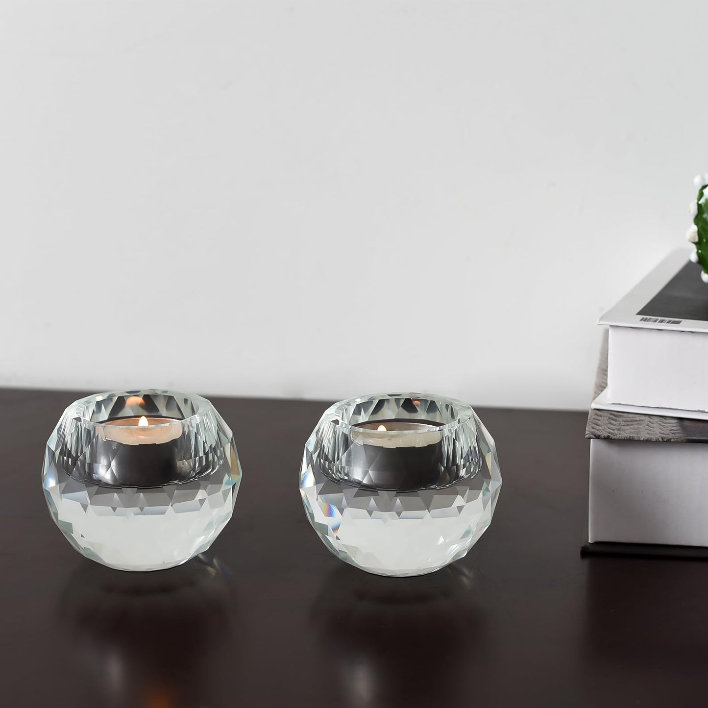 Crystal Candle Holders Set of 2, Tea Wax Ultra Elegant & Modern Centerpiece Home Décor,Wedding,Scented Candle Holder