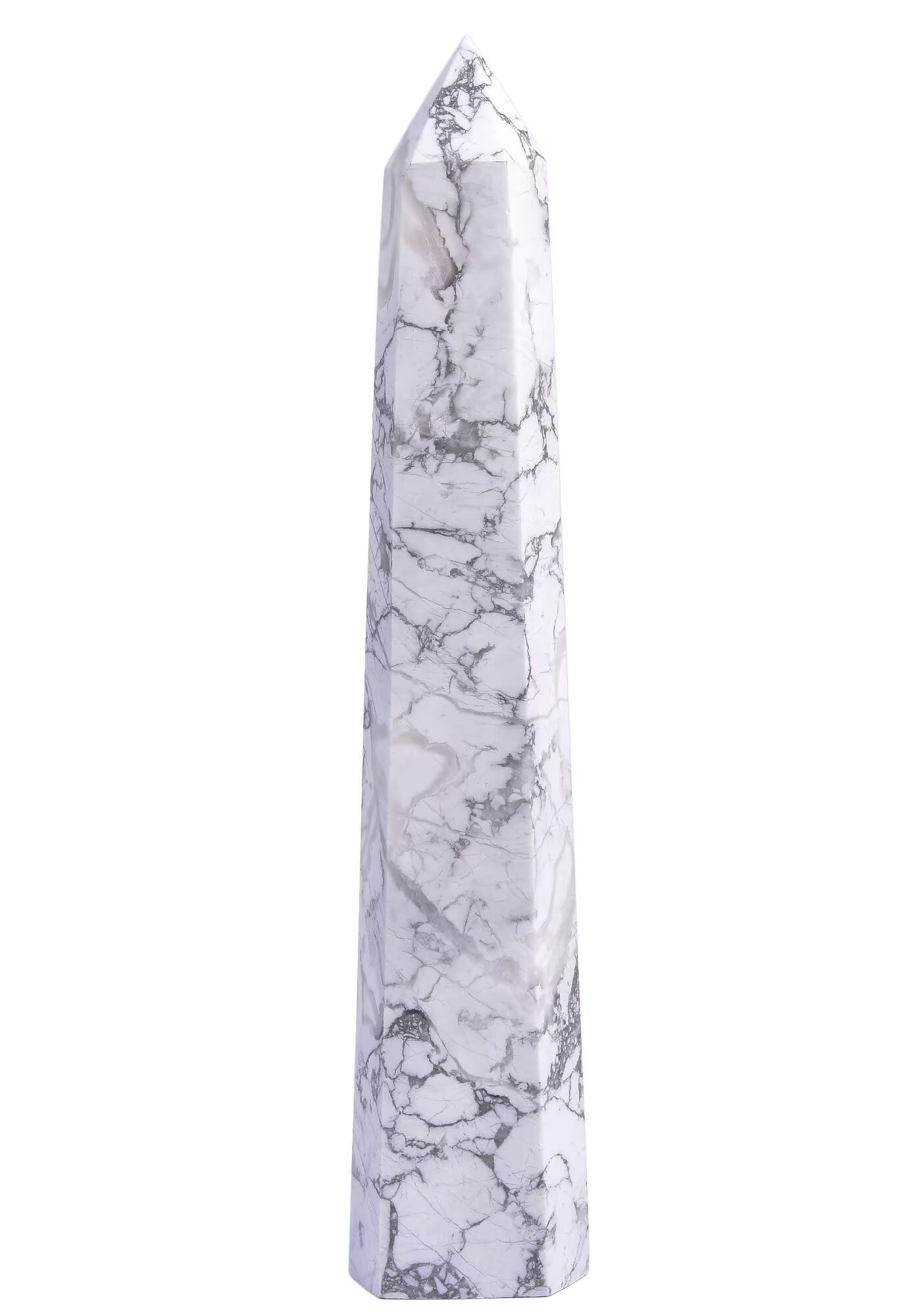 CNYANFEI Natural White Howlite Crystal Wand Tower Large Size Hexagonal Polished Stone 2.2-2.6 Lbs for Healing Meditation Reiki Chakra Balancing Home Decor Unique Handcrafted Gift